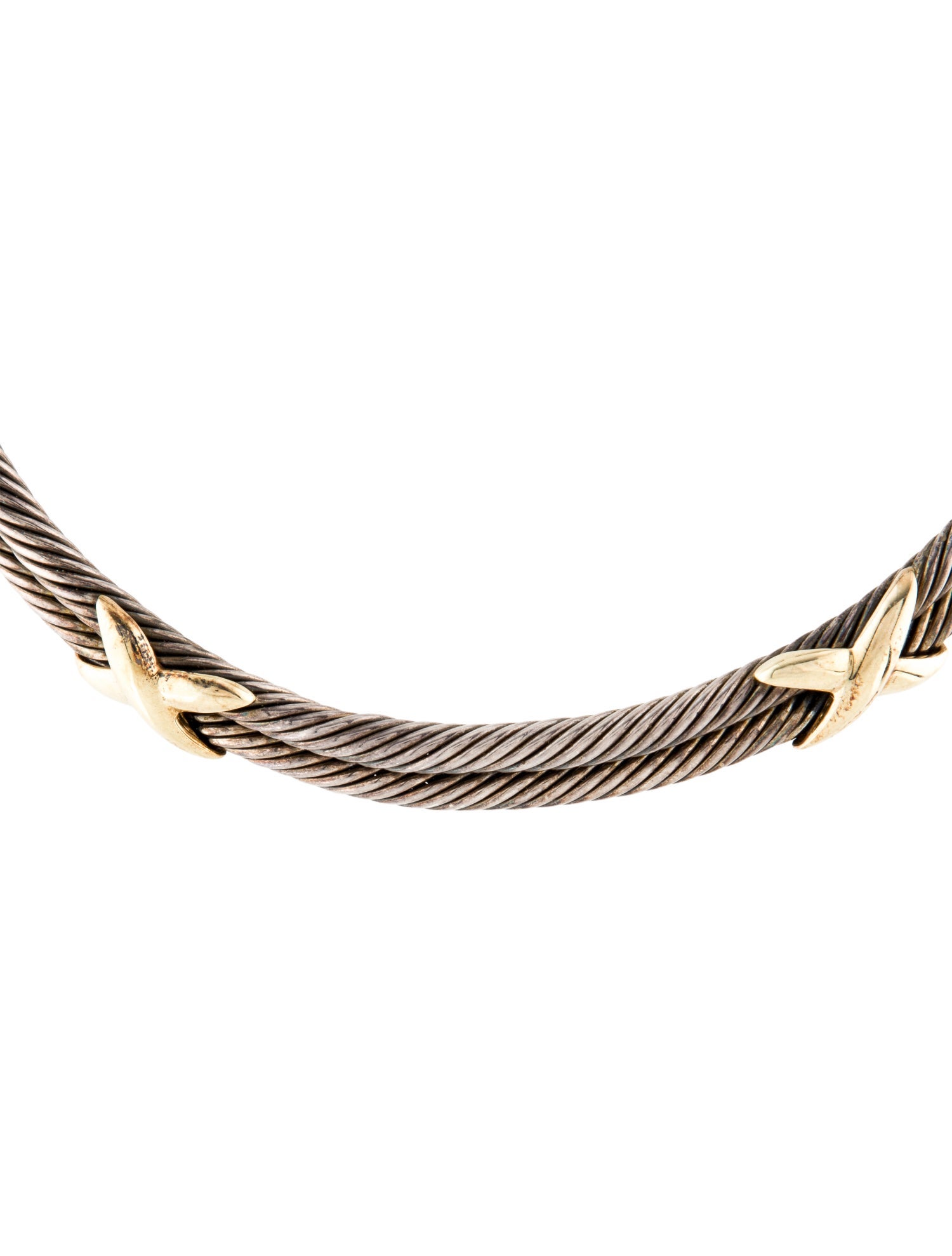 David Yurman Two-Tone X Double Cable Choker Necklace
