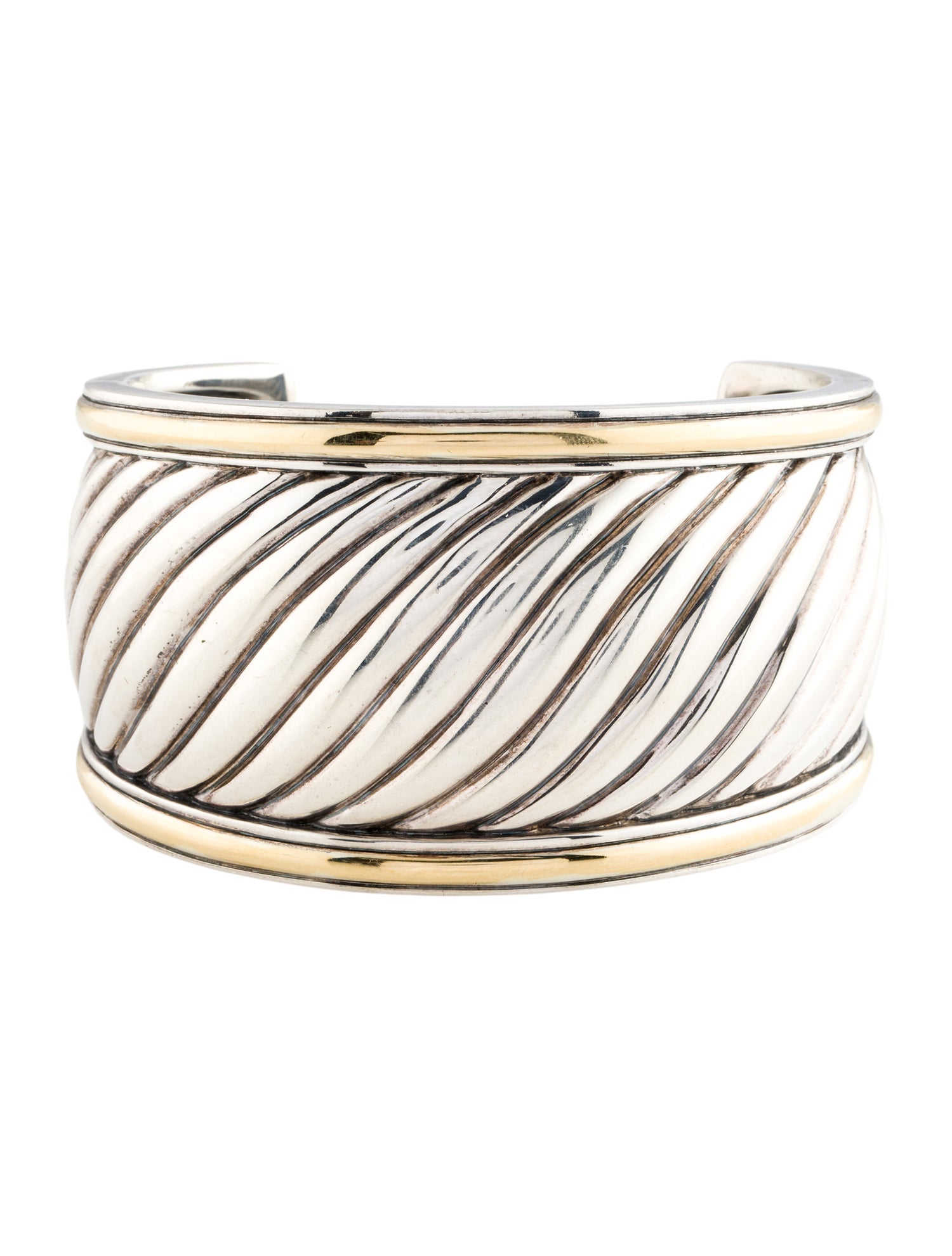 David Yurman Two-Tone Wide Sculpted Cable Cuff Bracelet