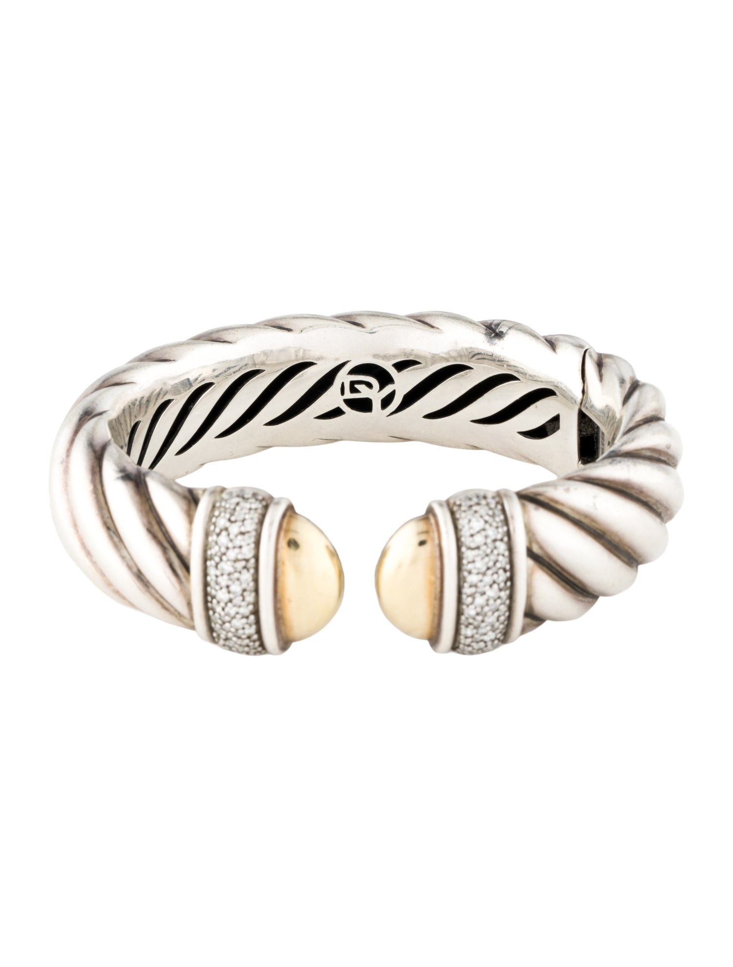 David Yurman Diamond Waverly Cable Cuff Two-Tone Bracelet