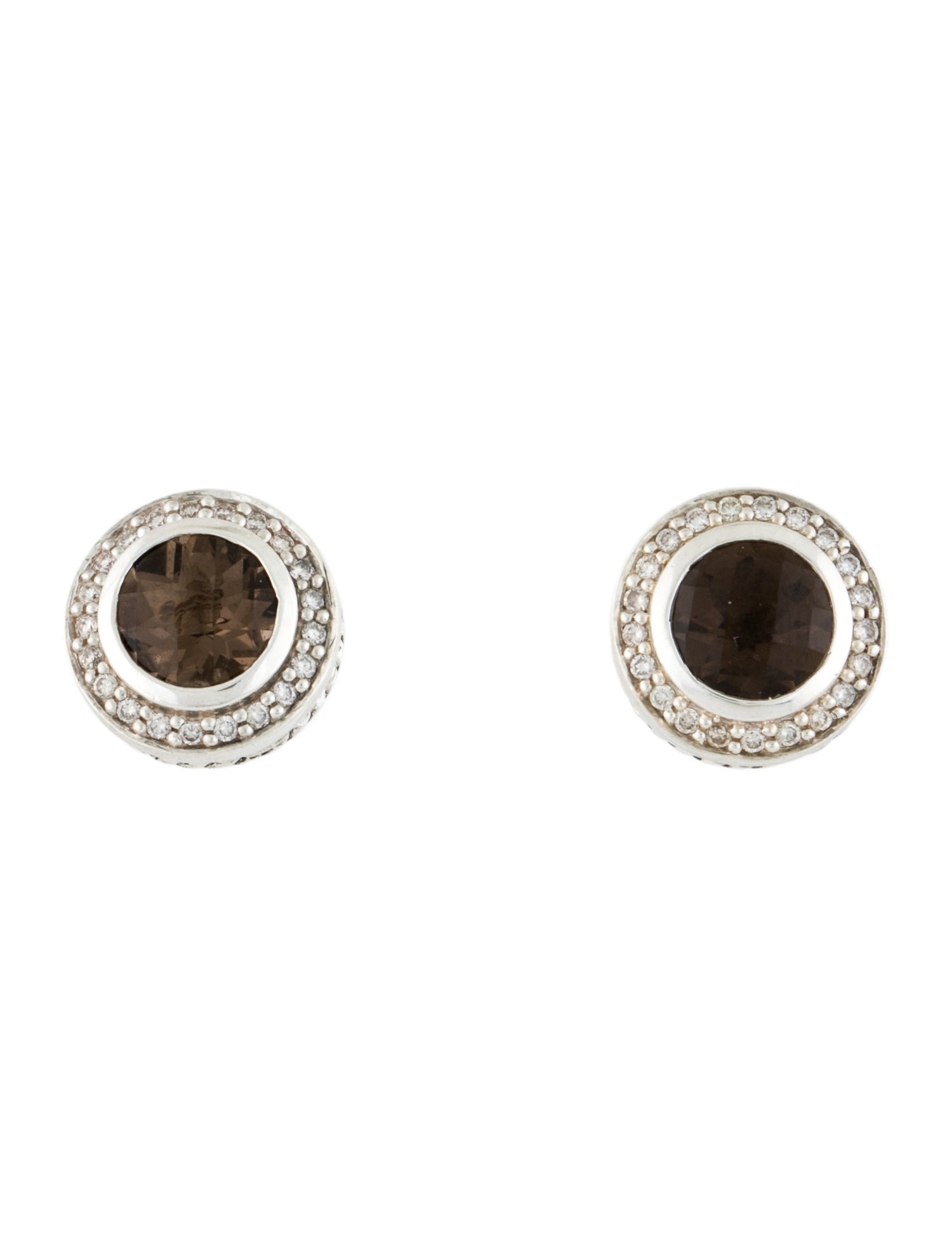 David Yurman Smoky Quartz & Diamond Stud Earrings
