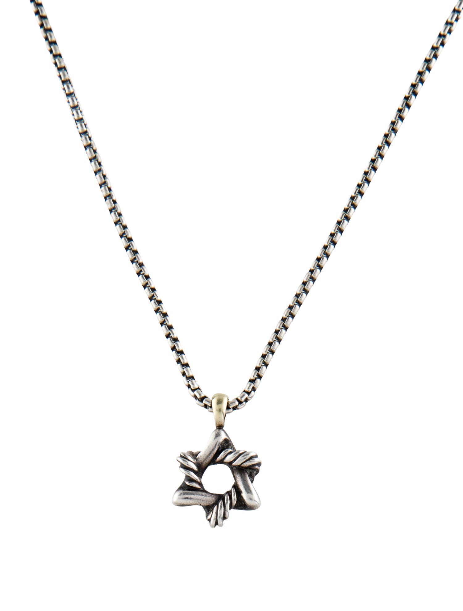 David Yurman Two-Tone Star of David Pendant Necklace