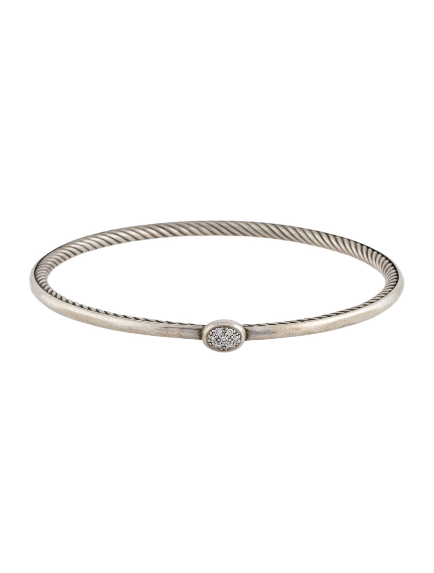 David Yurman Diamond Cable Inside Station Bangle Bracelet
