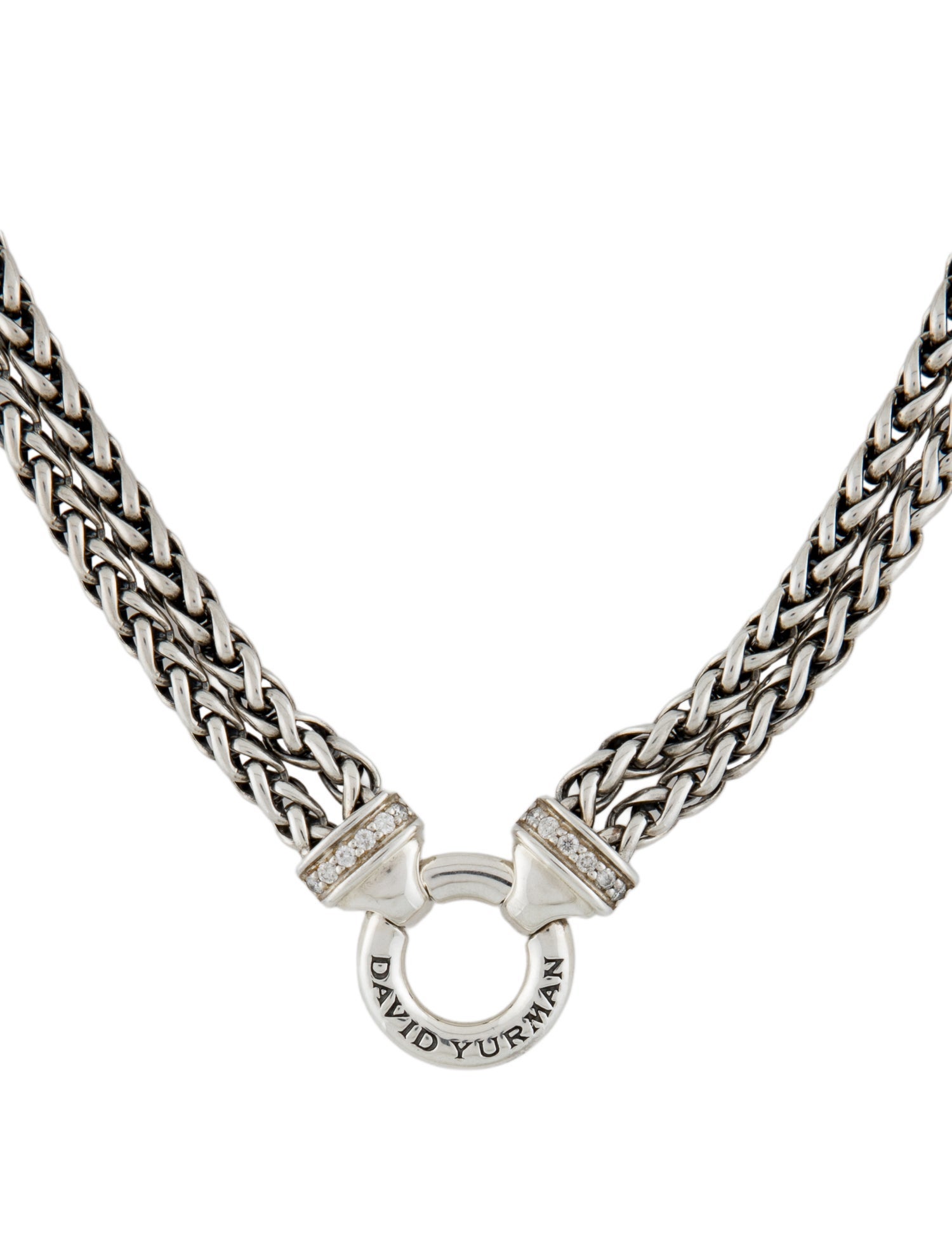 David Yurman Diamond Double Wheat Chain Necklace