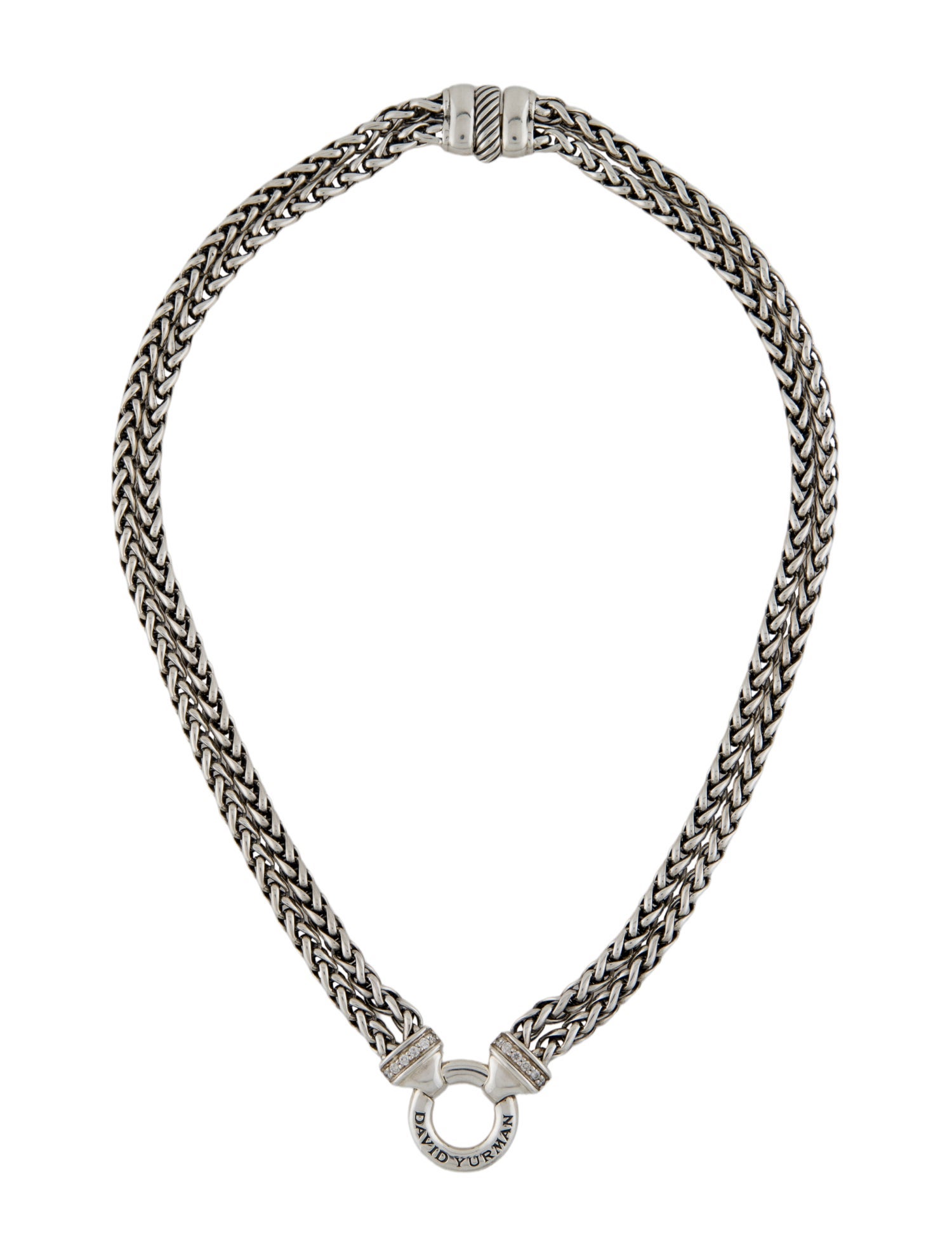 David Yurman Diamond Double Wheat Chain Necklace