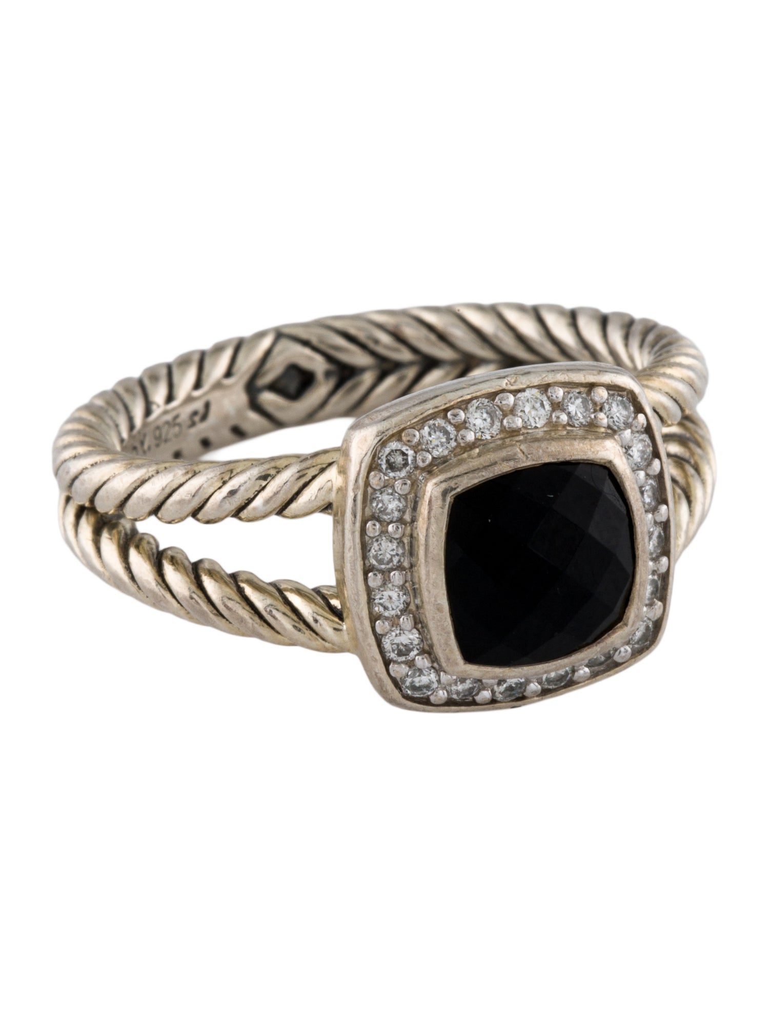 David Yurman Onyx & Diamond Petite Albion Ring