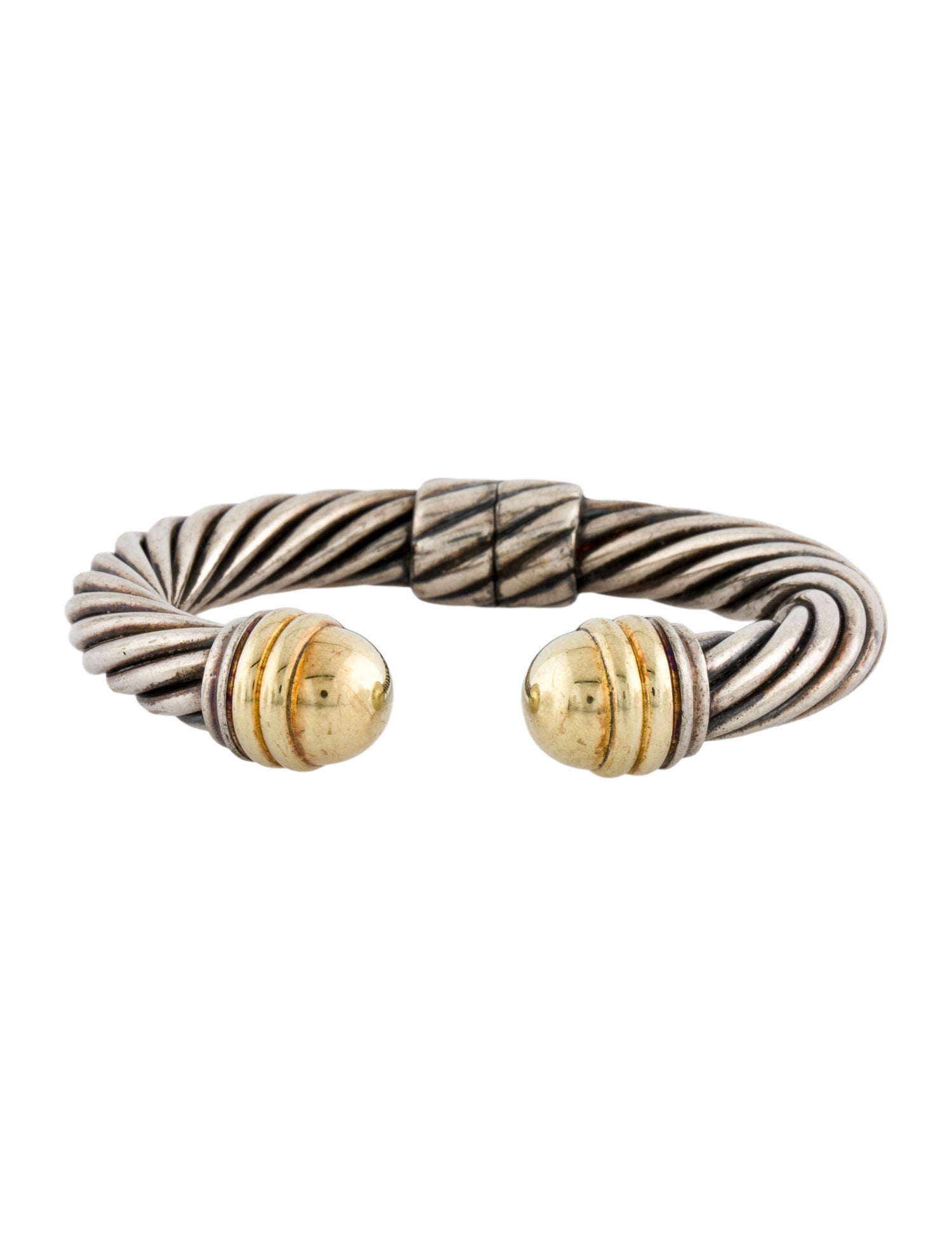 David Yurman Two-Tone Classic Cable Dome Hinged Cuff