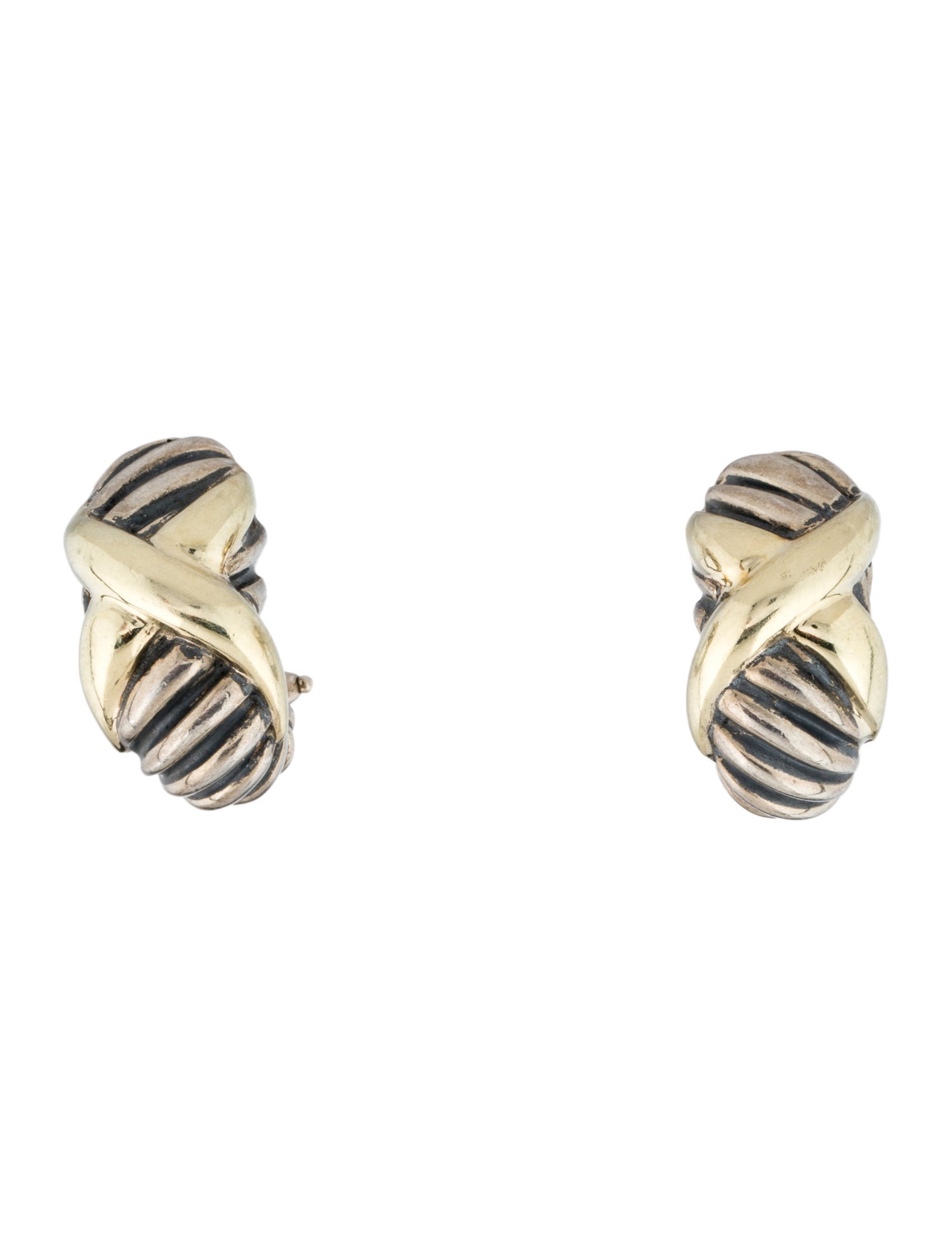David Yurman Two-Tone X Crossover Huggie Earclips