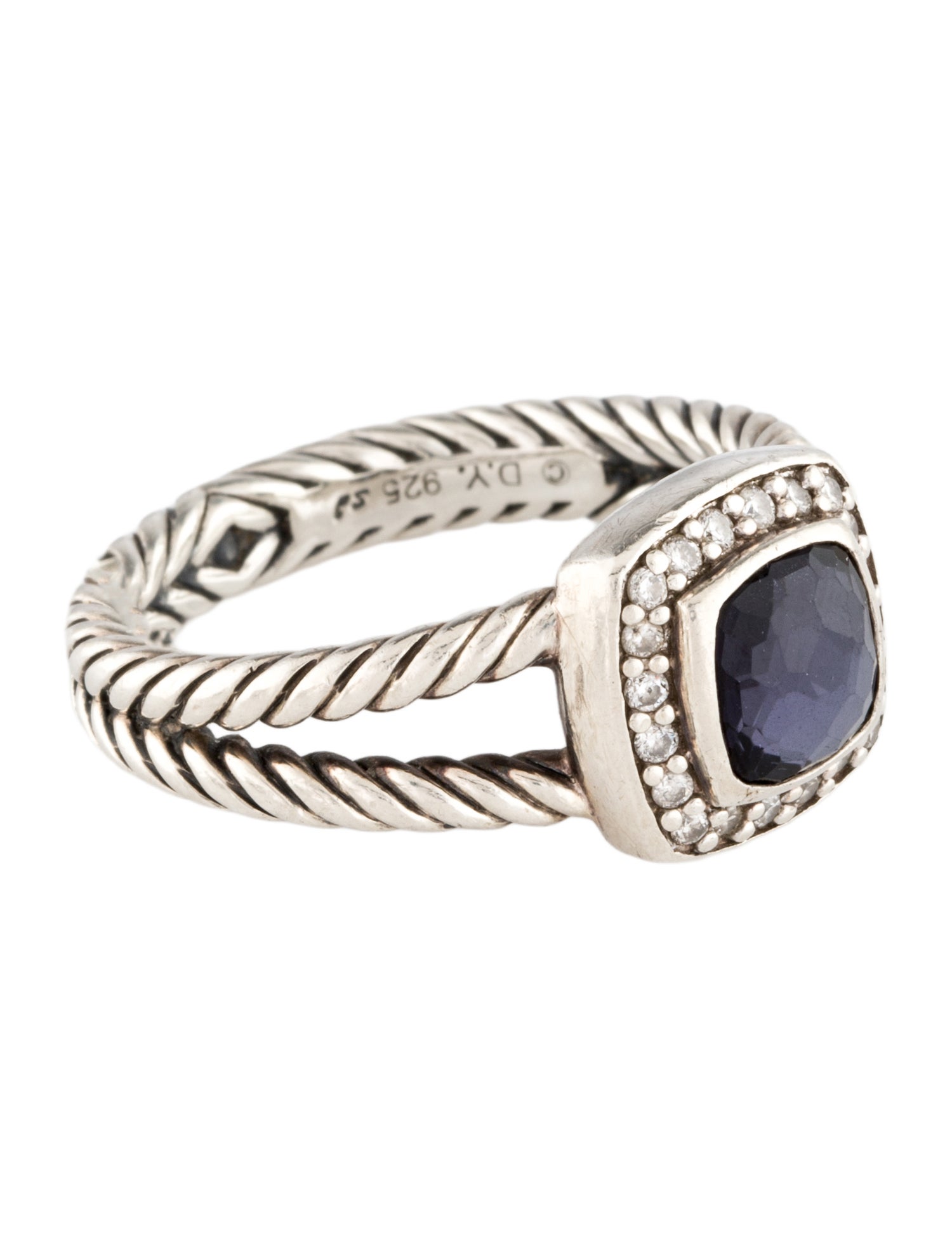 David Yurman Diamond, Amethyst & Hematine Doublet Black Orchid Petite Albion Ring