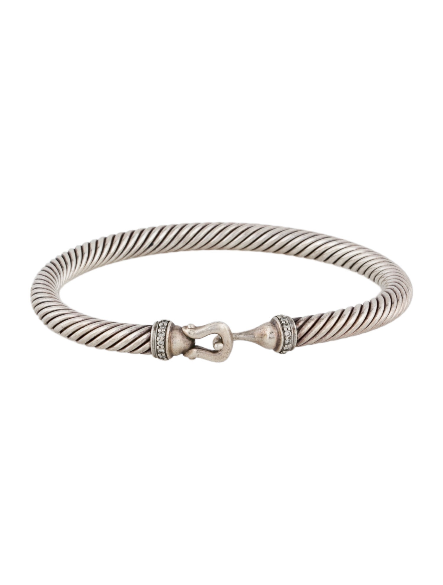 David Yurman Diamond Buckle Classic Cable Bracelet