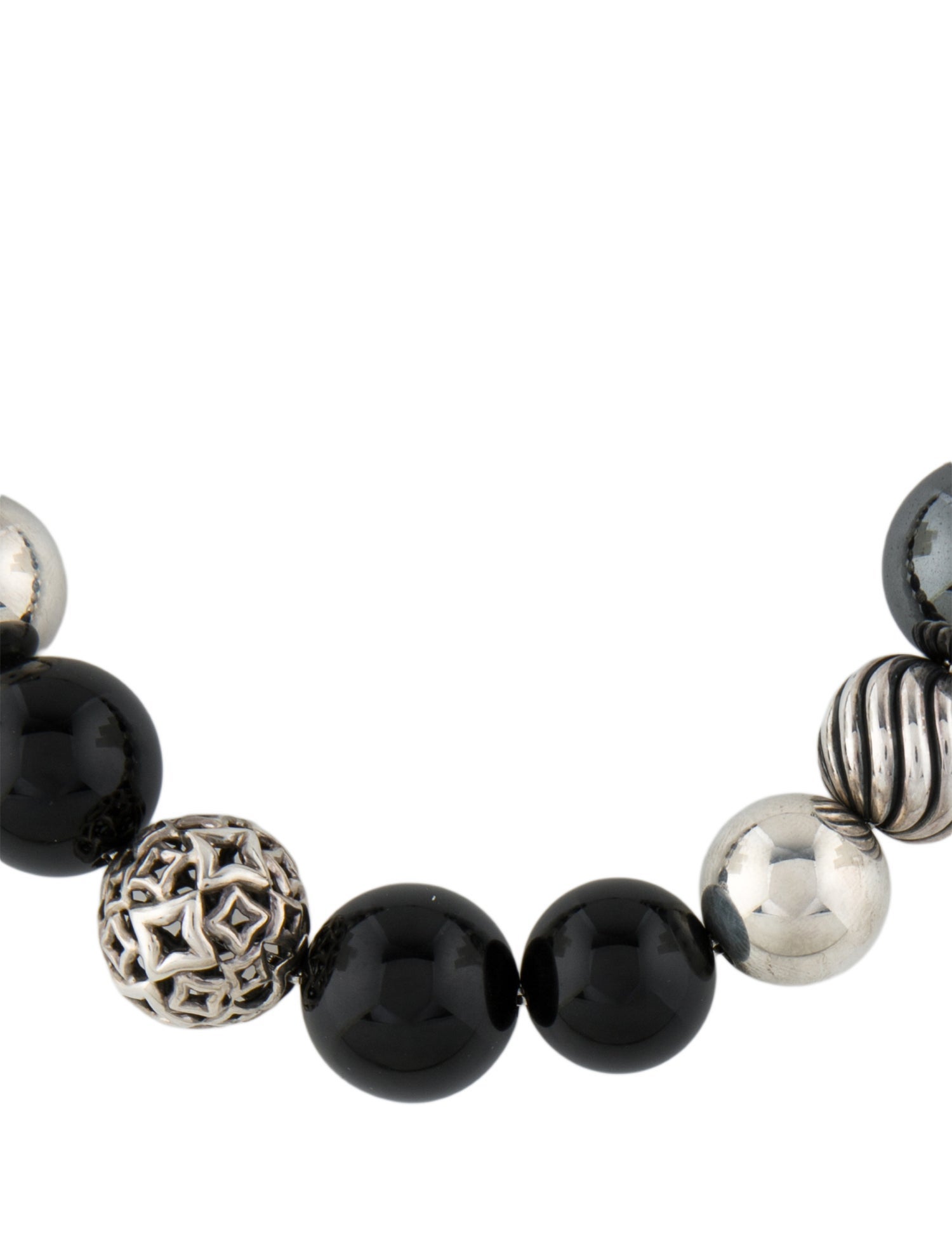 David Yurman Hematine & Onyx DY Elements Bead Necklace