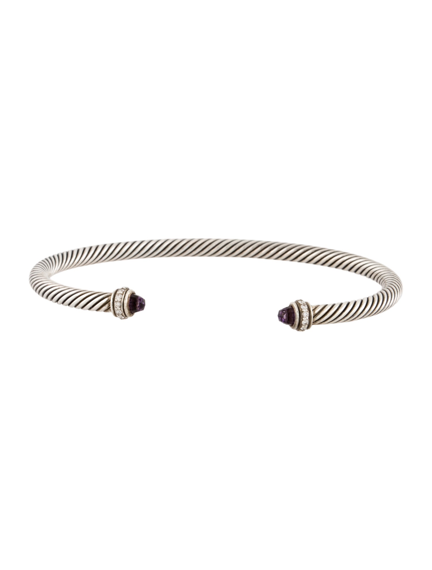 David Yurman Amethyst & Diamond Cuff Bracelet