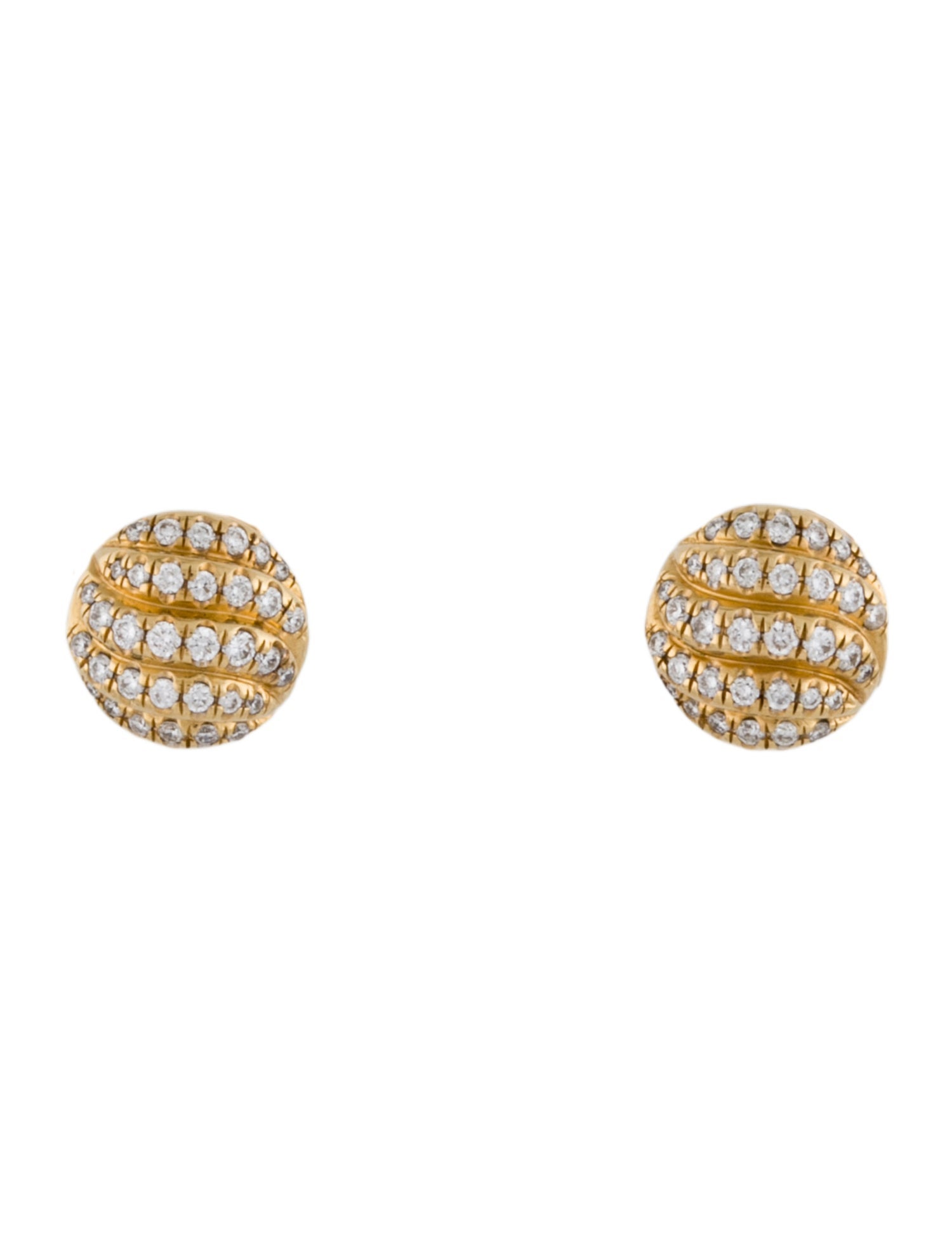 David Yurman 18K Diamond Sculpted Cable Stud Earrings