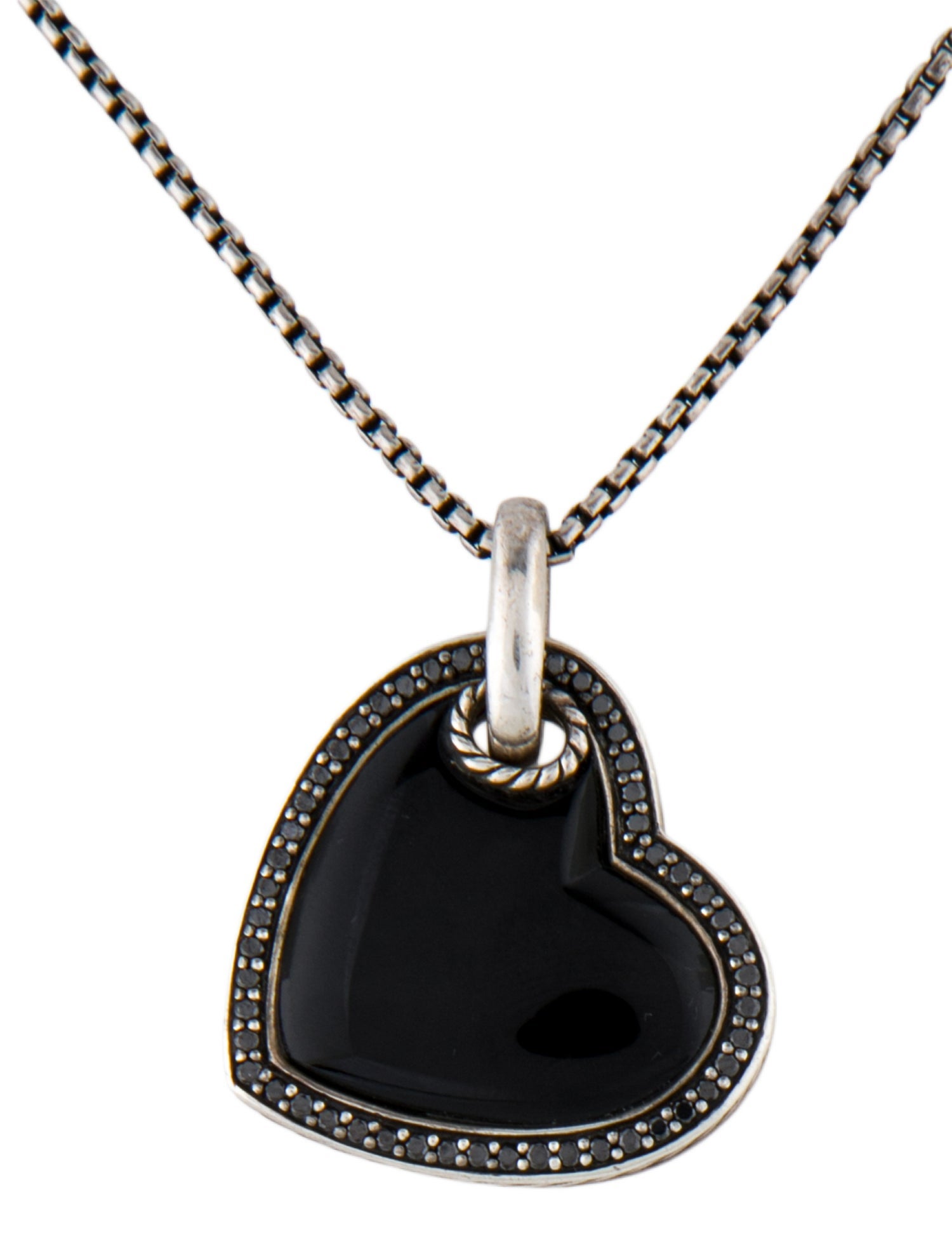 David Yurman Onyx & Diamond Pendant Necklace