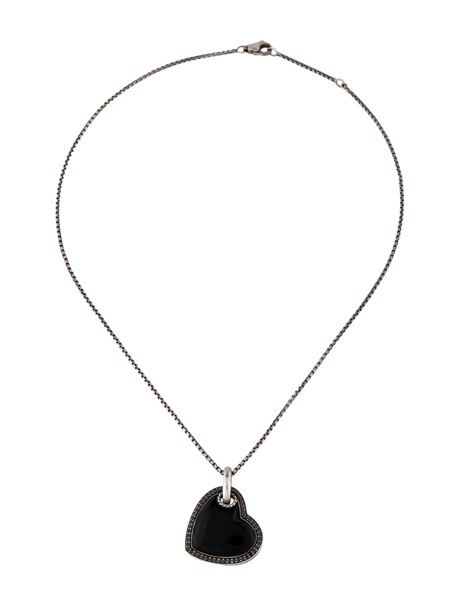 David Yurman Onyx & Diamond Pendant Necklace