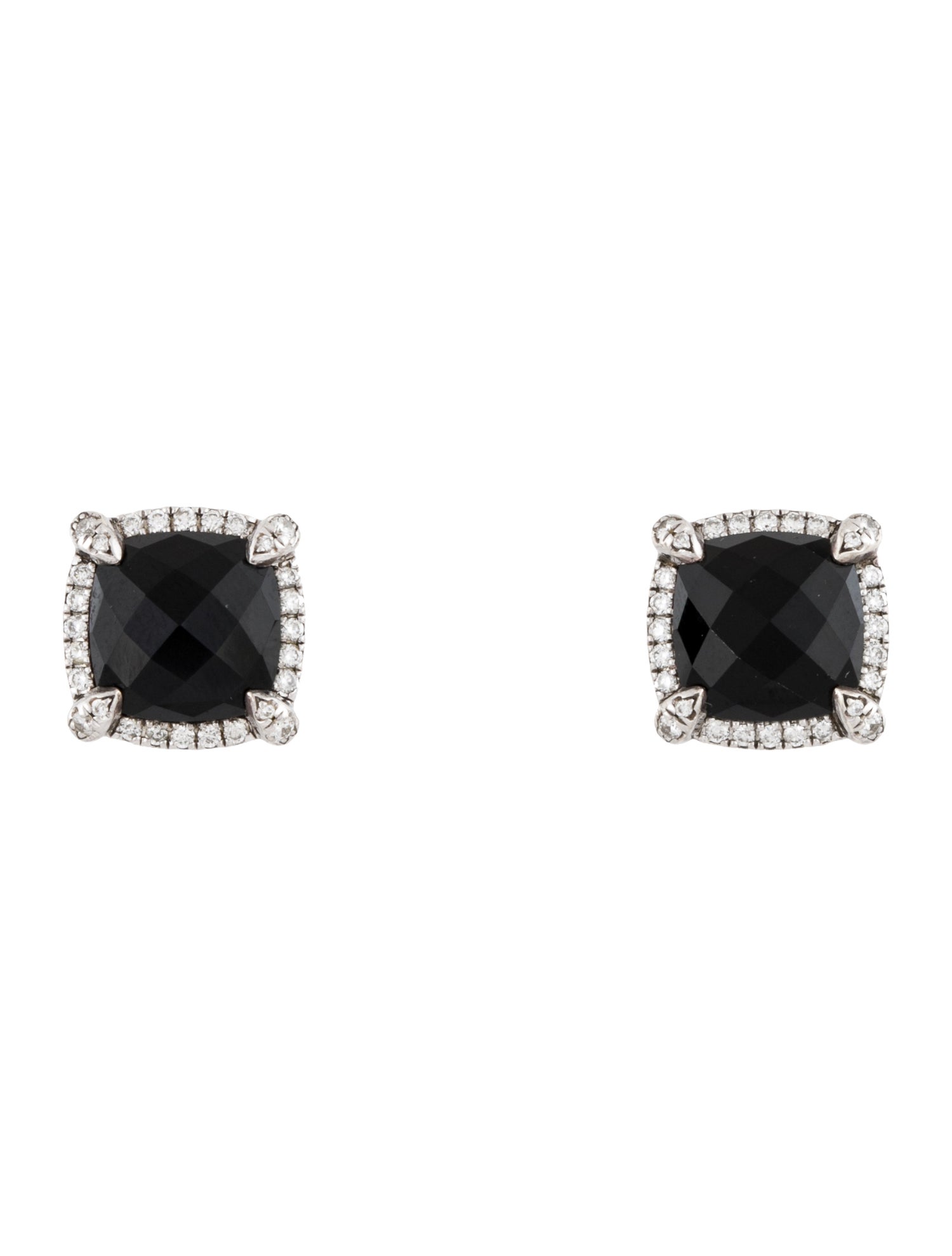 David Yurman Diamond & Onyx Chatelaine Stud Earrings