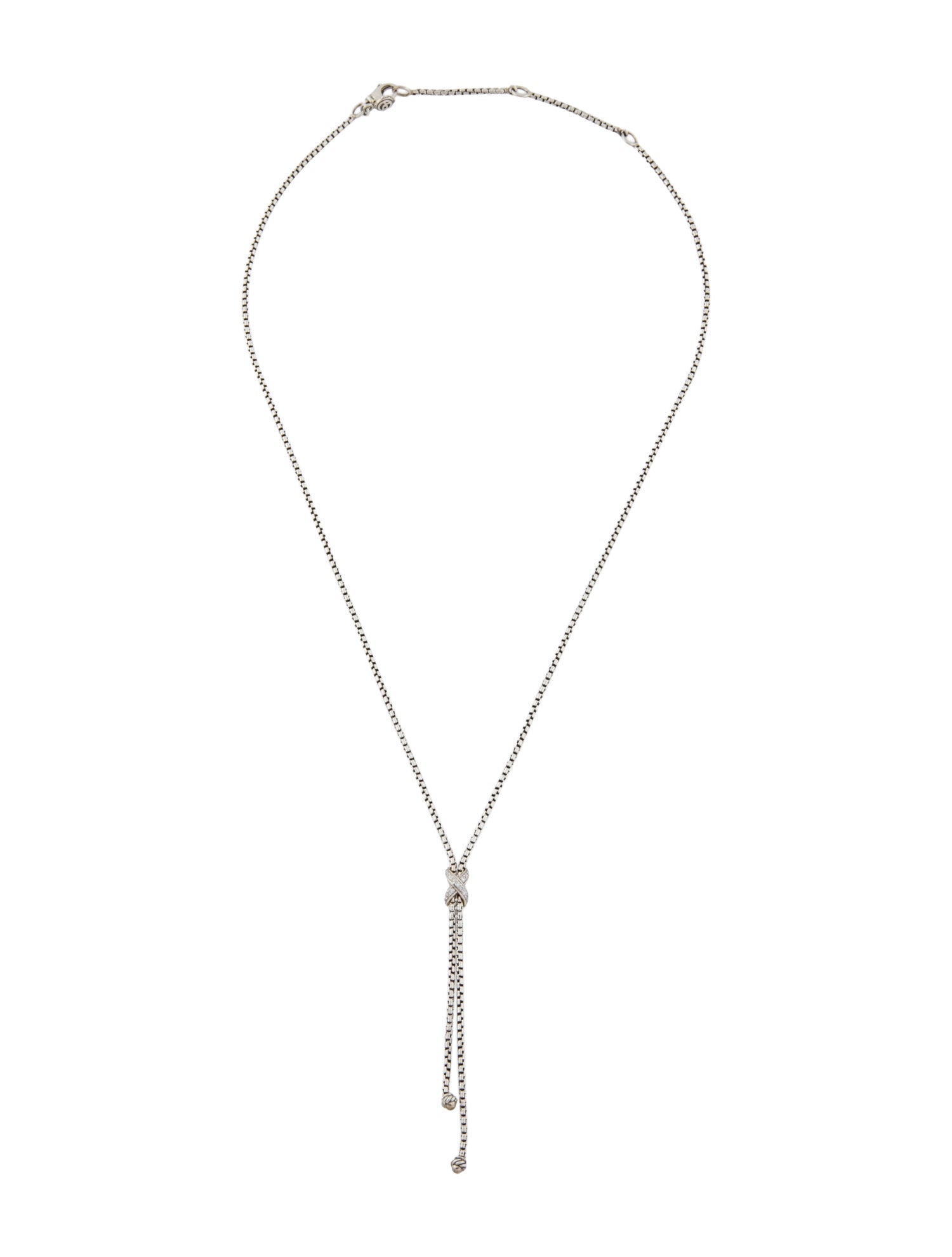 David Yurman Diamond Petit X Lariat Necklace