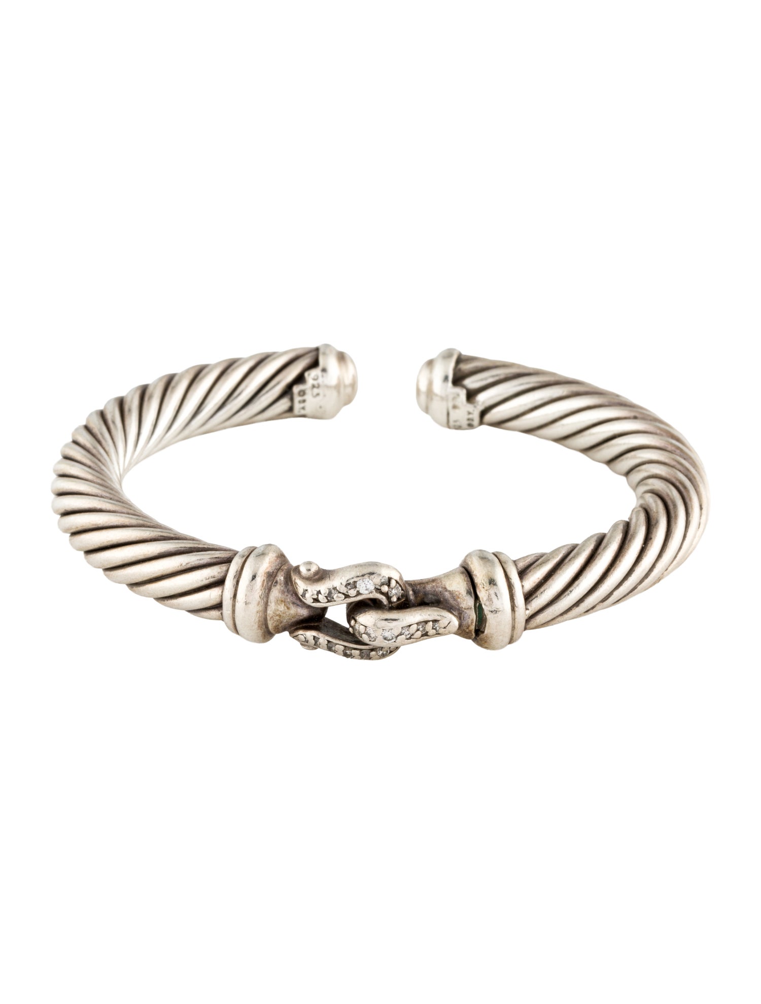 David Yurman Diamond Cable Classic Buckle Cuff Bracelet