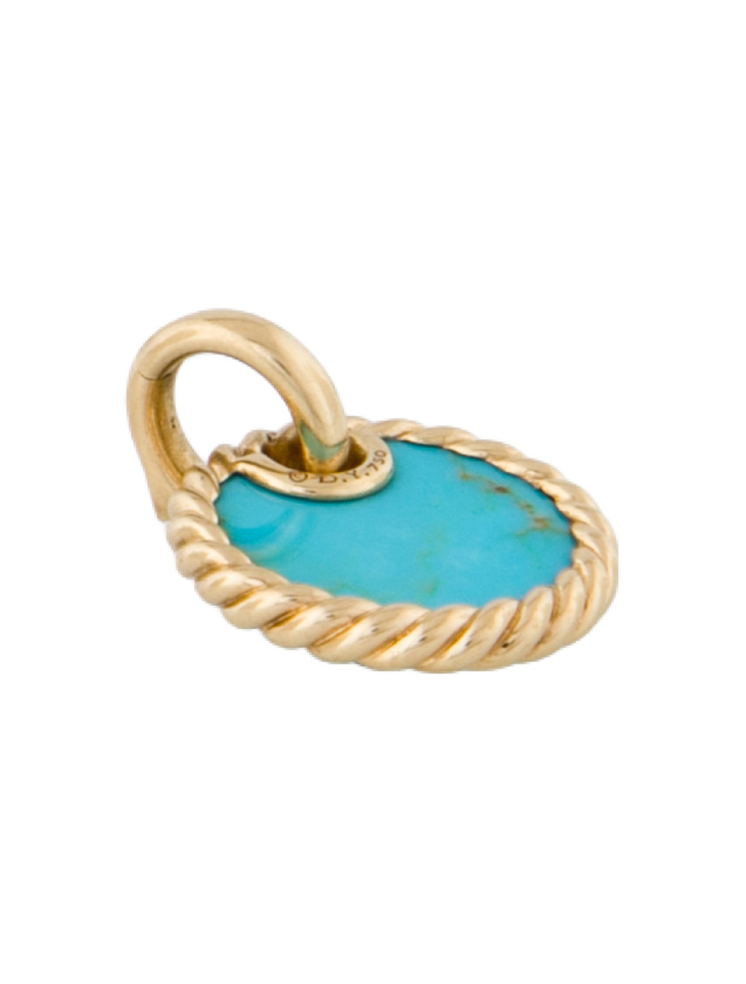 David Yurman 18K Turquoise Disc Pendant