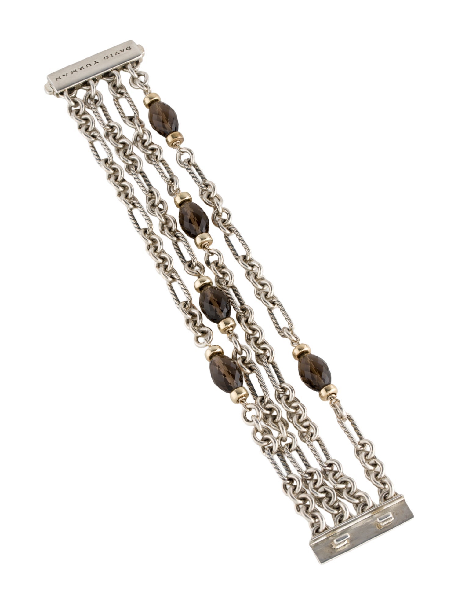 David Yurman Smoky Quartz Figaro Multi Row Bracelet