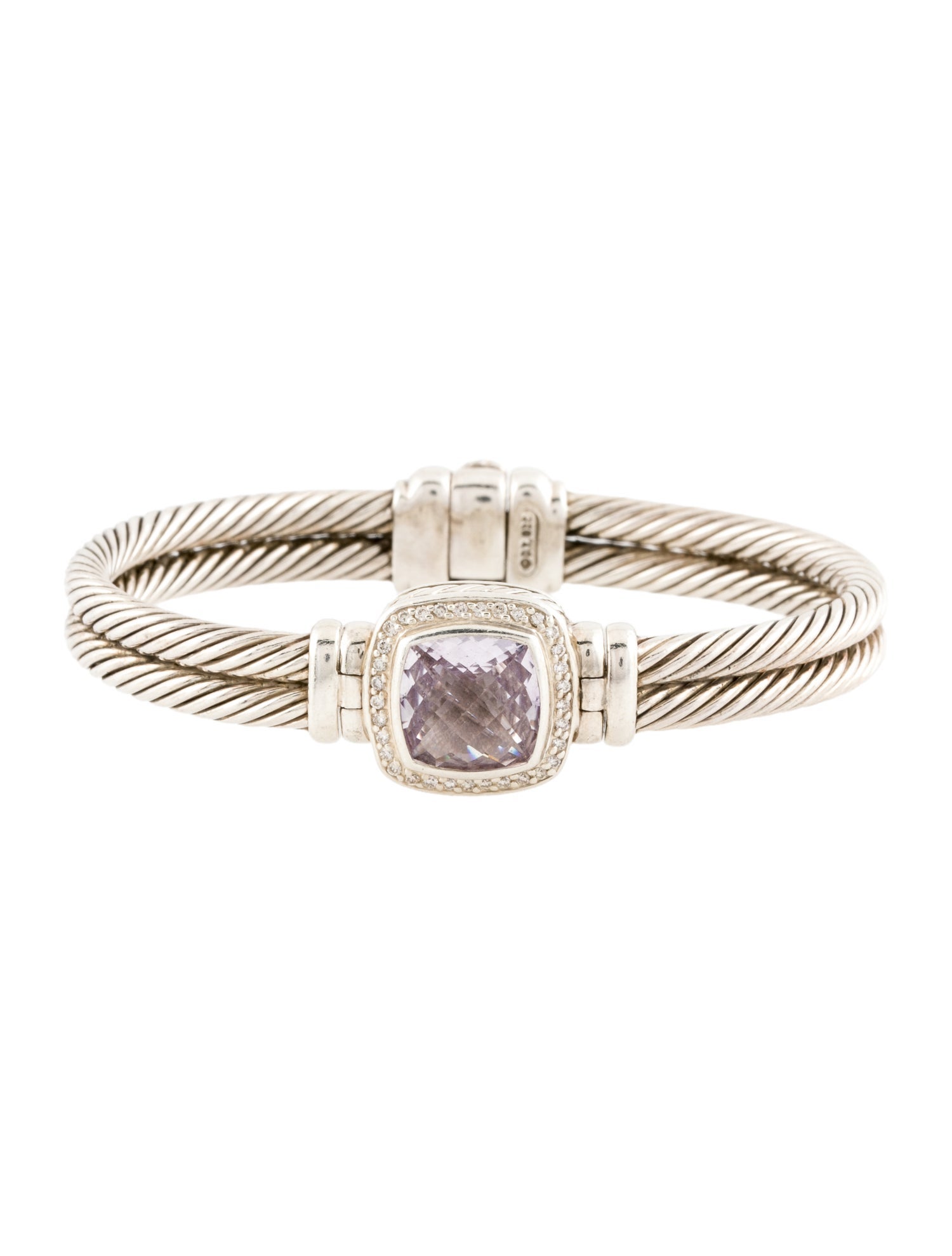 David Yurman Amethyst & Diamond Albion Hinged Station Bracelet