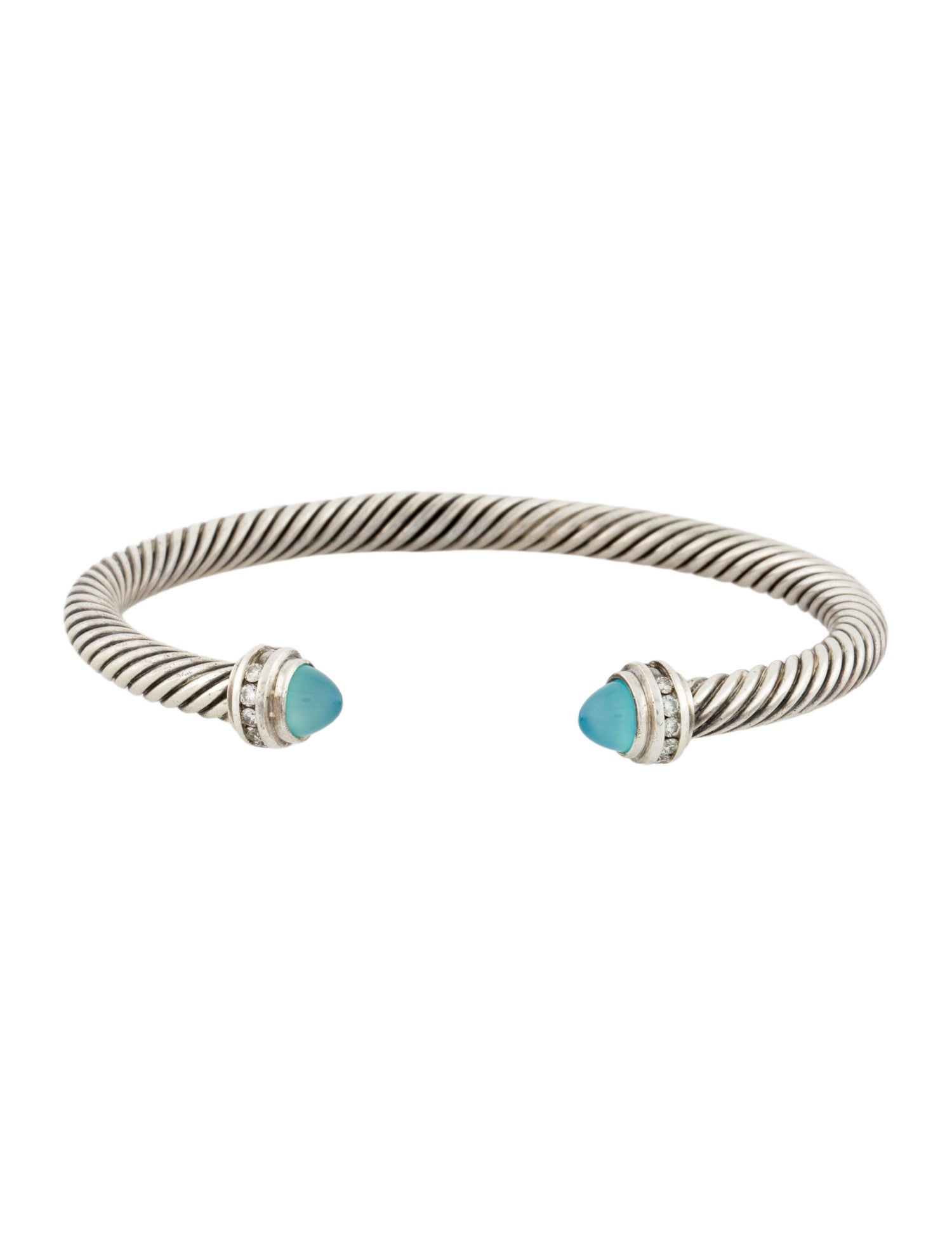 David Yurman Dyed Chalcedony & Diamond Classic Cable Cuff Bracelet