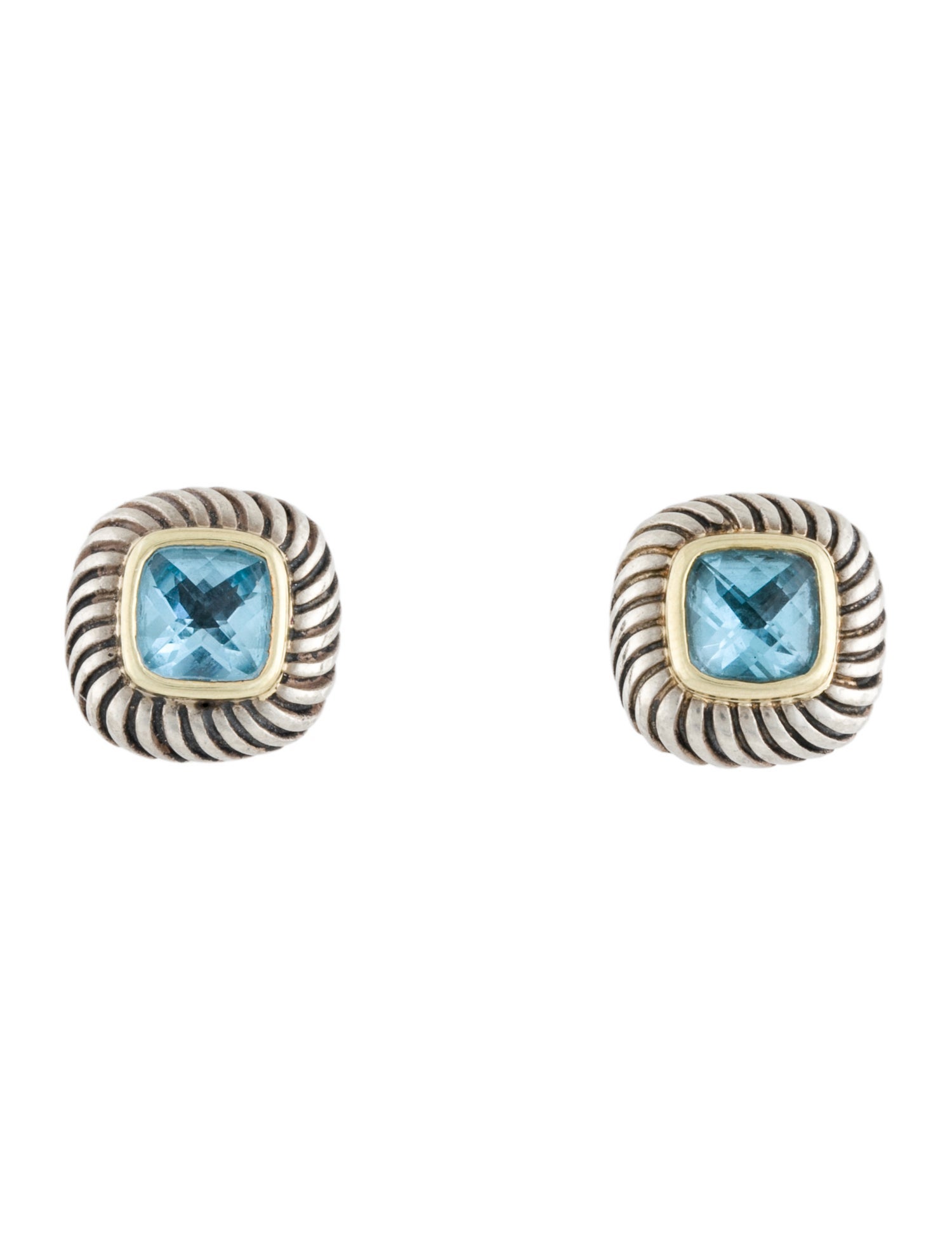 David Yurman Two-Tone Topaz Albion Stud Earrings
