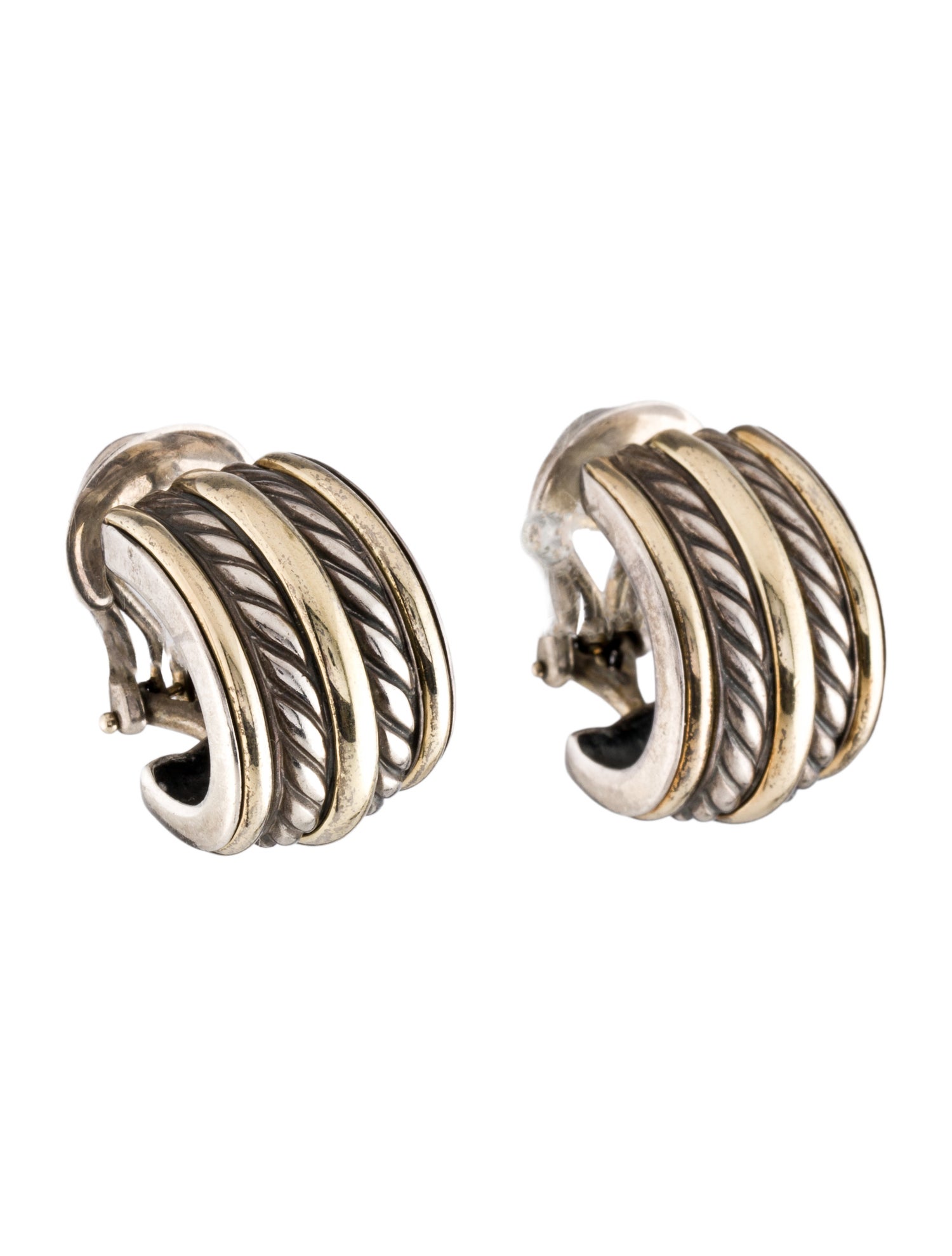 David Yurman Two-Tone Cable Classic Hoop Earrings