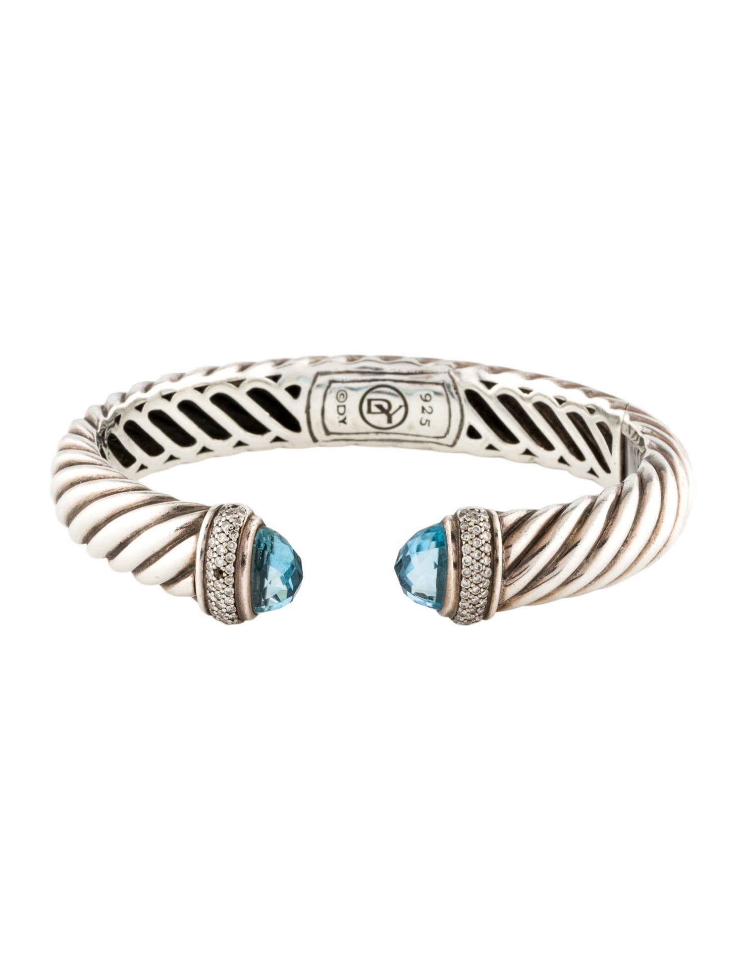 David Yurman Topaz & Diamond Hinged Cuff