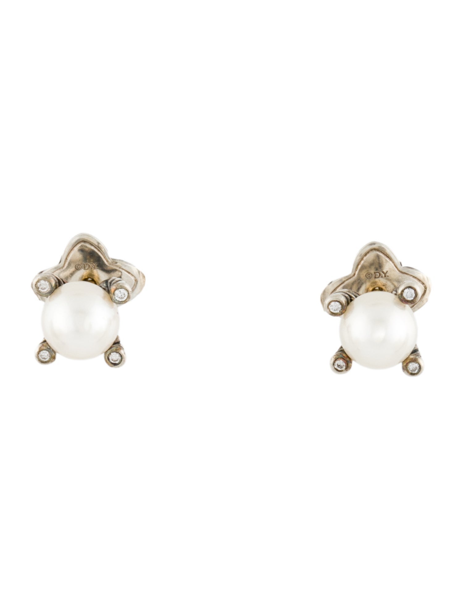 David Yurman Pearl & Diamond Classic Stud Earrings