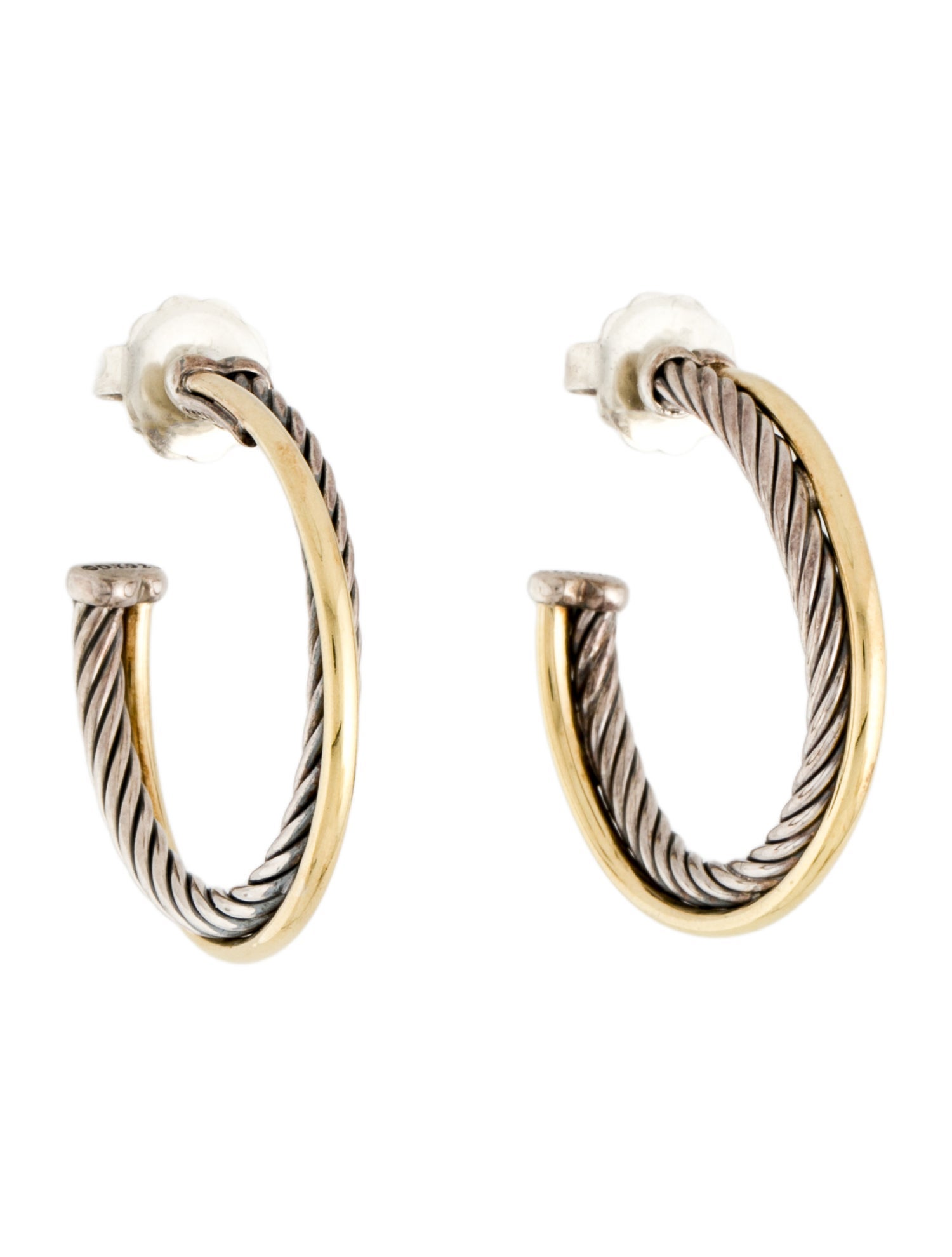 David Yurman Two-Tone Crossover Hoop Earrings