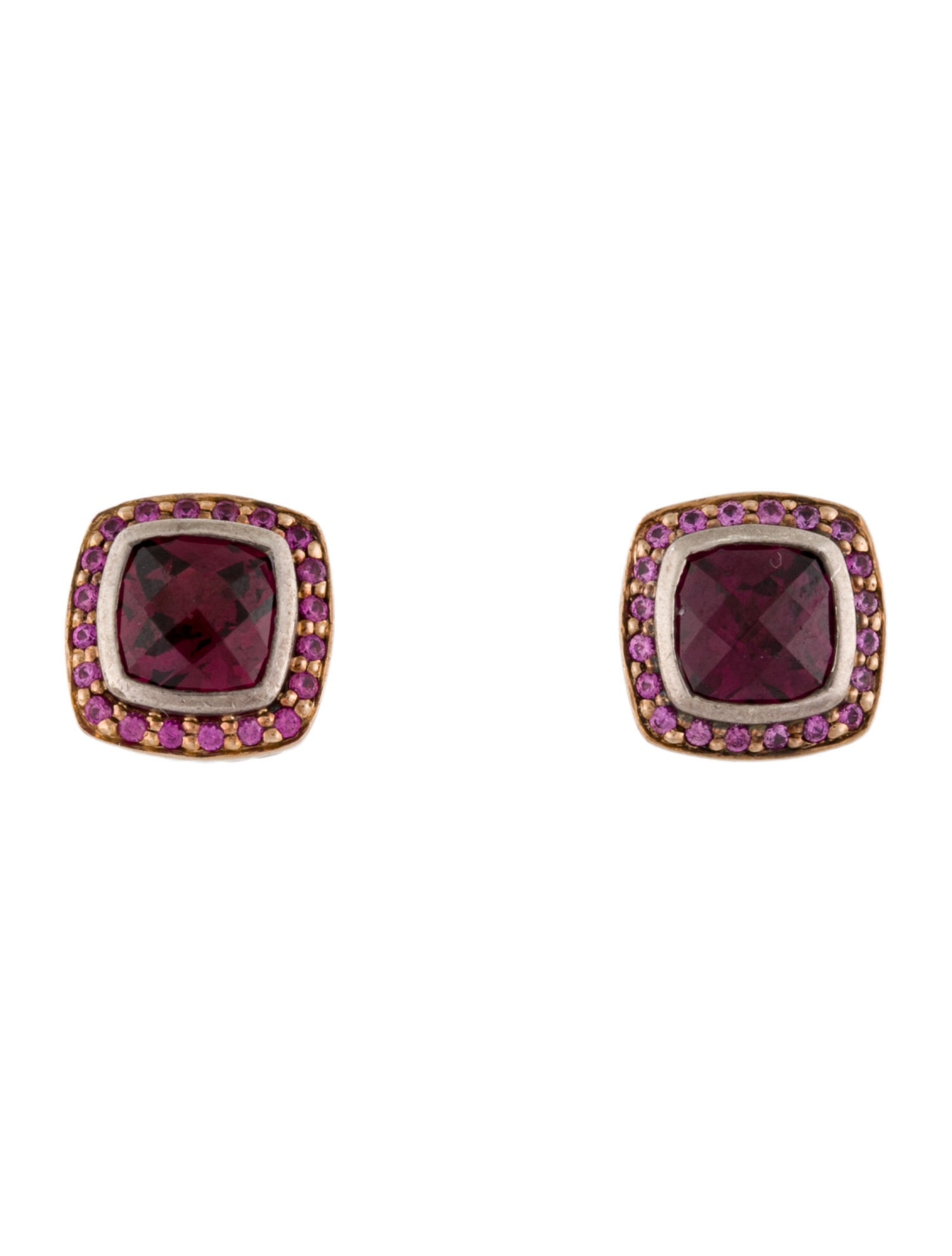David Yurman Rhodolite & Pink Sapphire Albion Stud Earrings