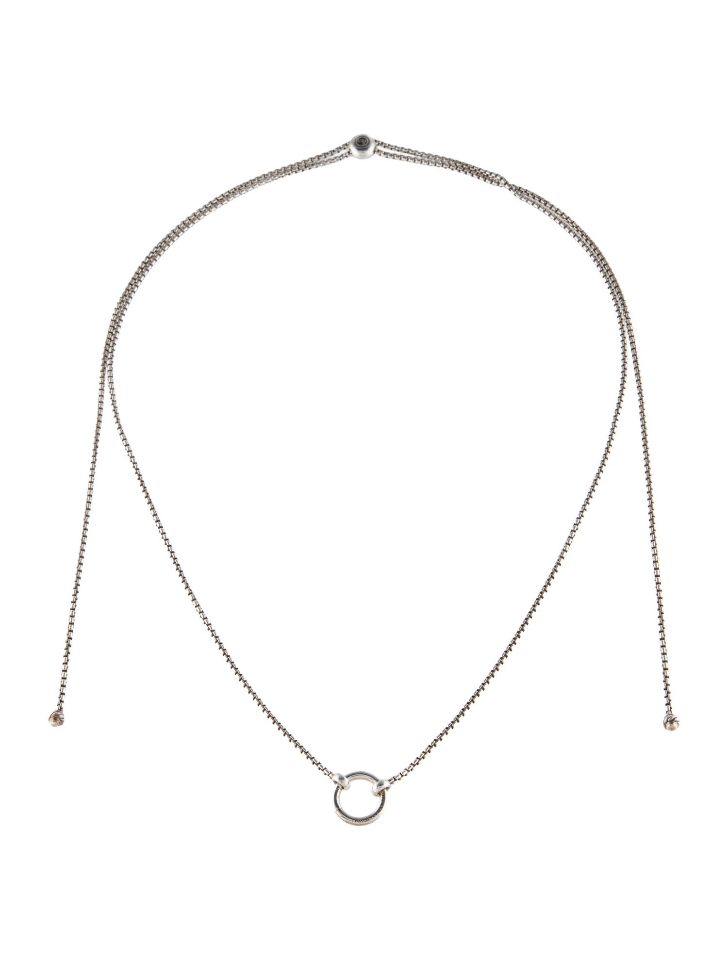 David Yurman Smooth Amulet Vehicle Box Chain Slider Necklace