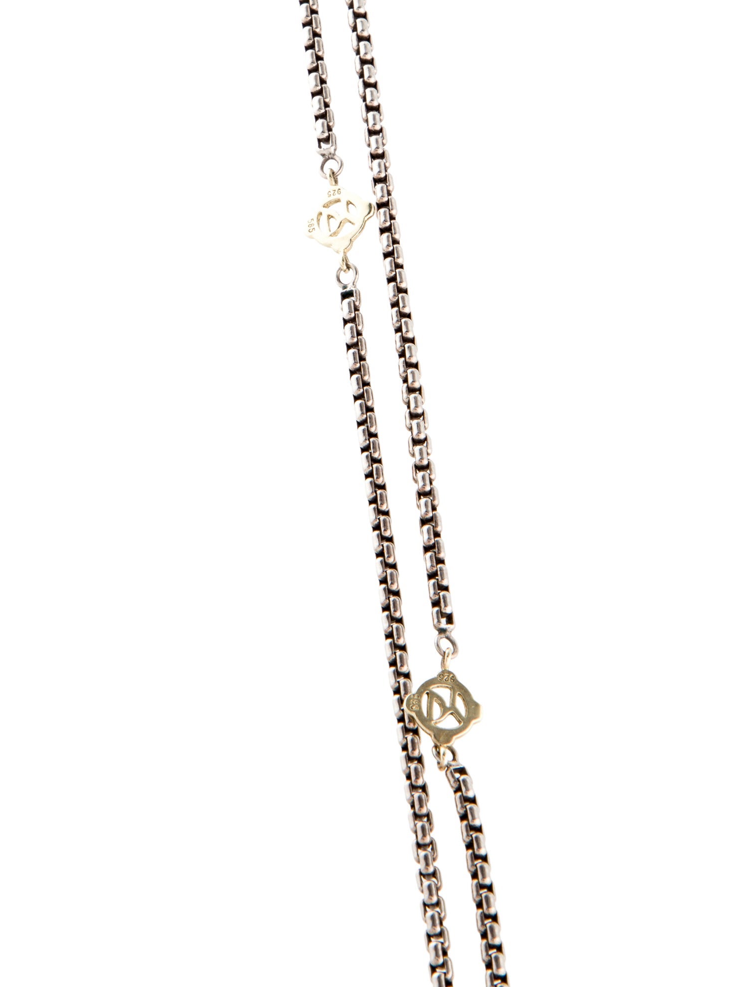 David Yurman Tow-Tone DY Logo Station Box Chain Necklace