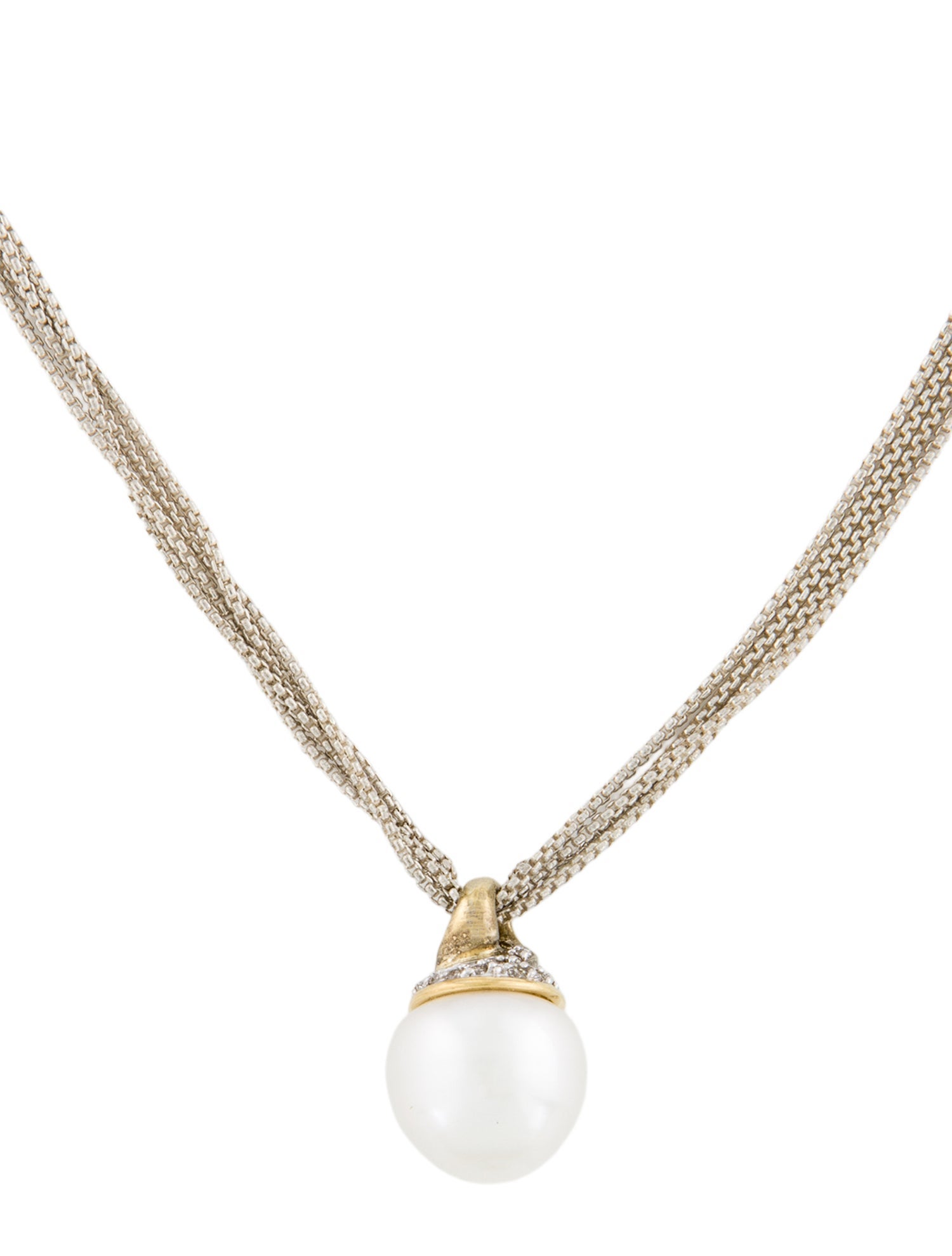 David Yurman Pearl & Diamond Multistrand Pendant Necklace