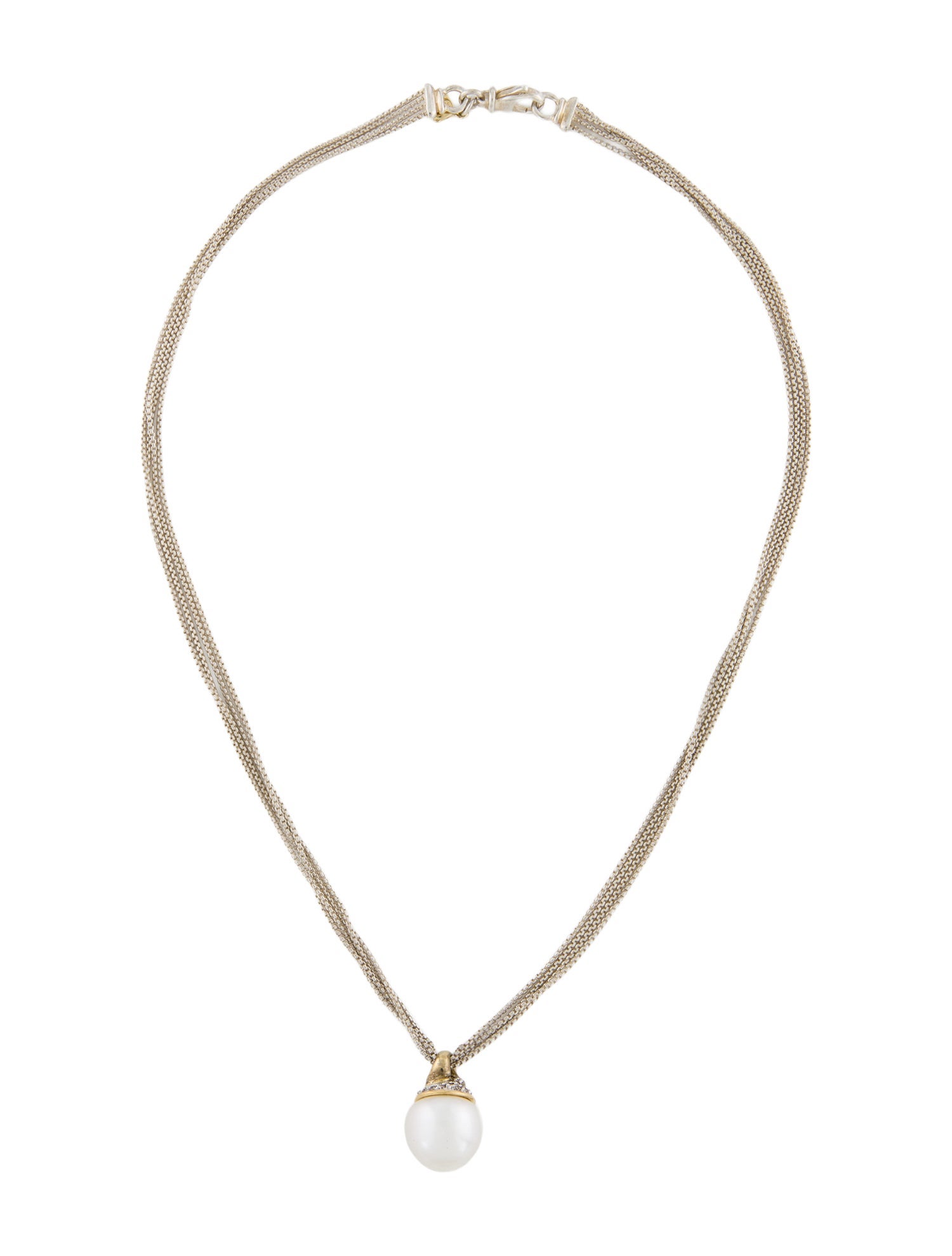 David Yurman Pearl & Diamond Multistrand Pendant Necklace