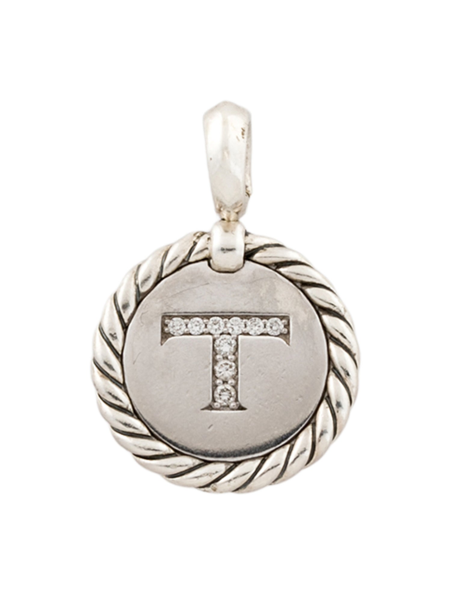 David Yurman Diamond Initial 'T' Charm