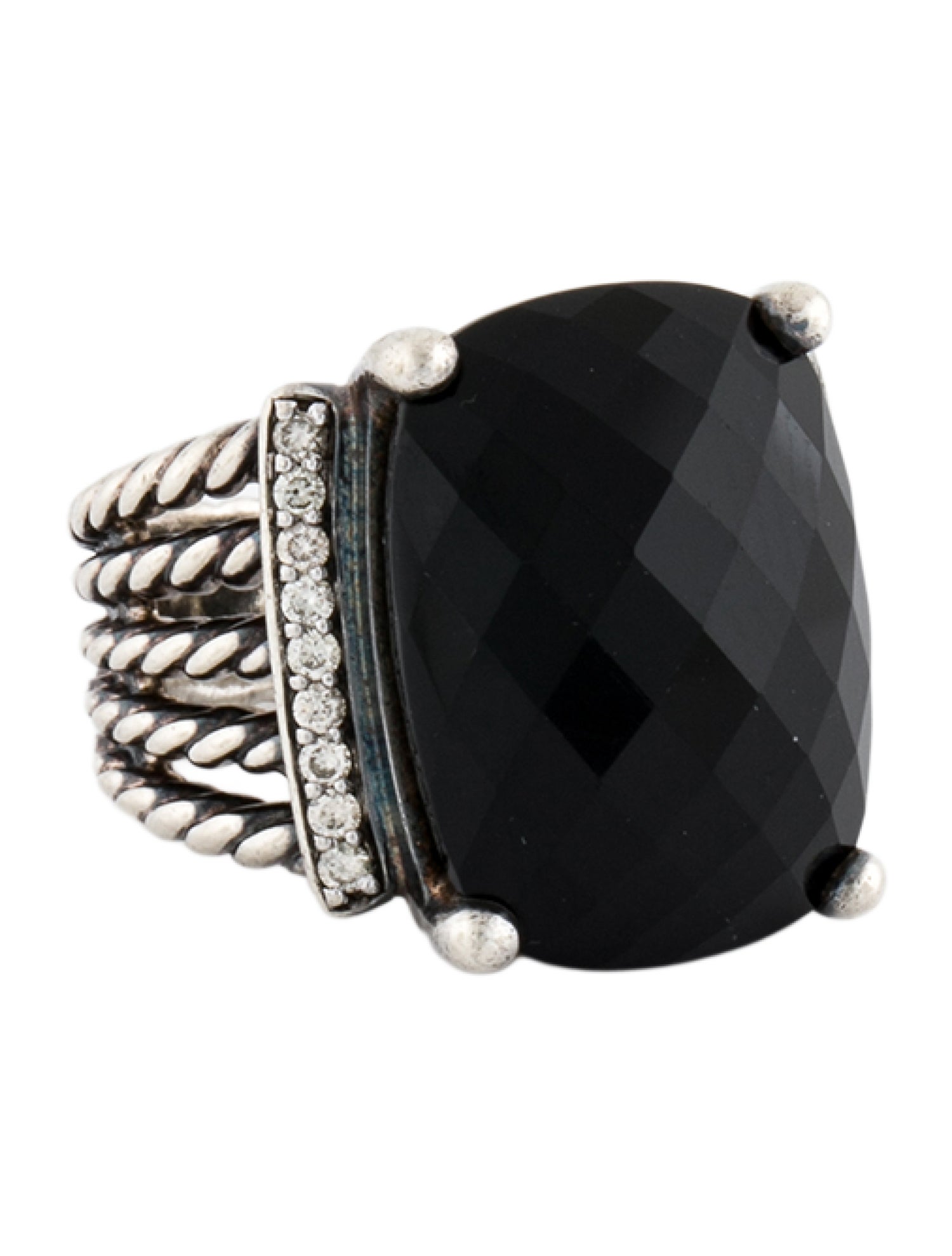 David Yurman Onyx & Diamond Wheaton Ring