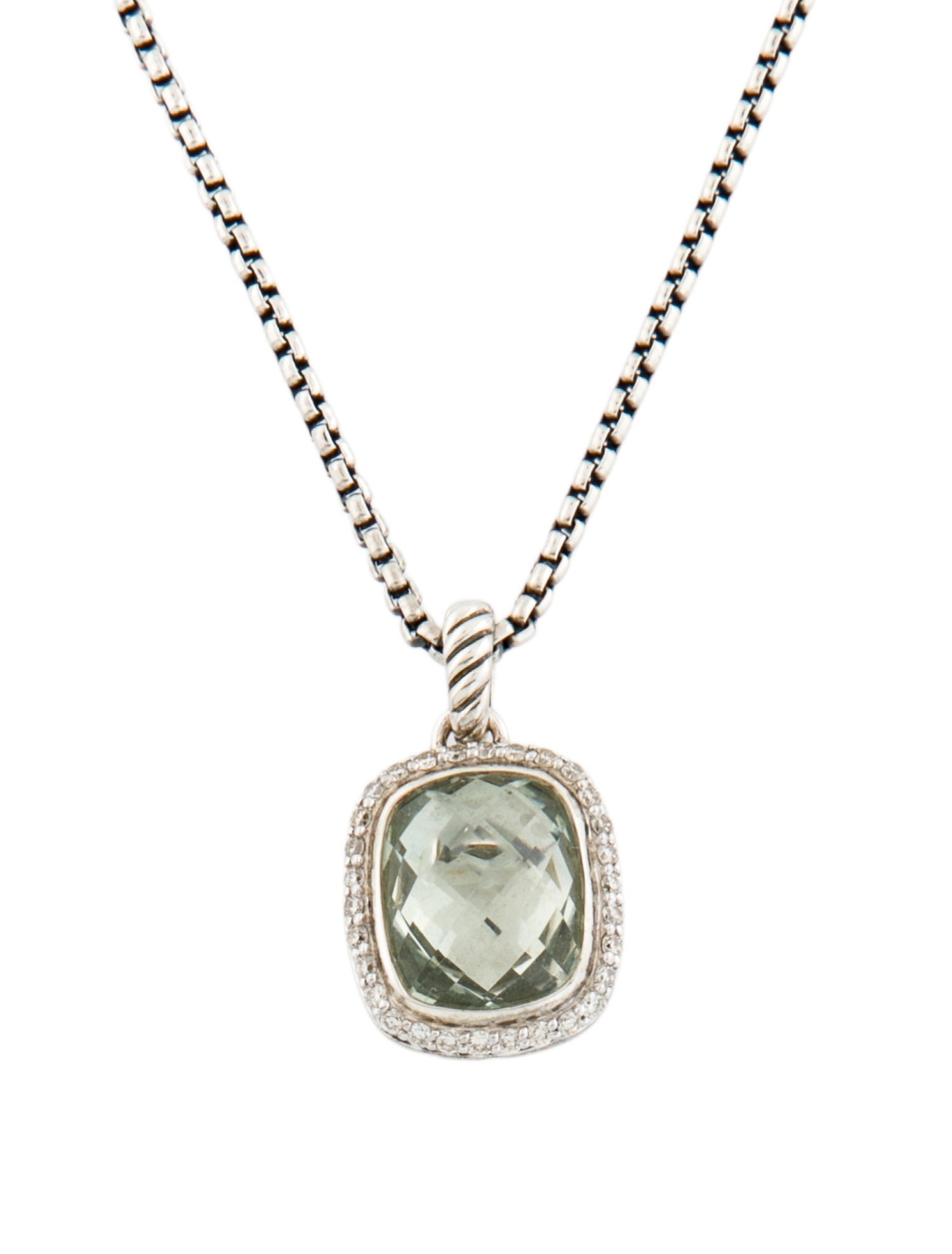 David Yurman Prasiolite & Diamond Pendant Necklace