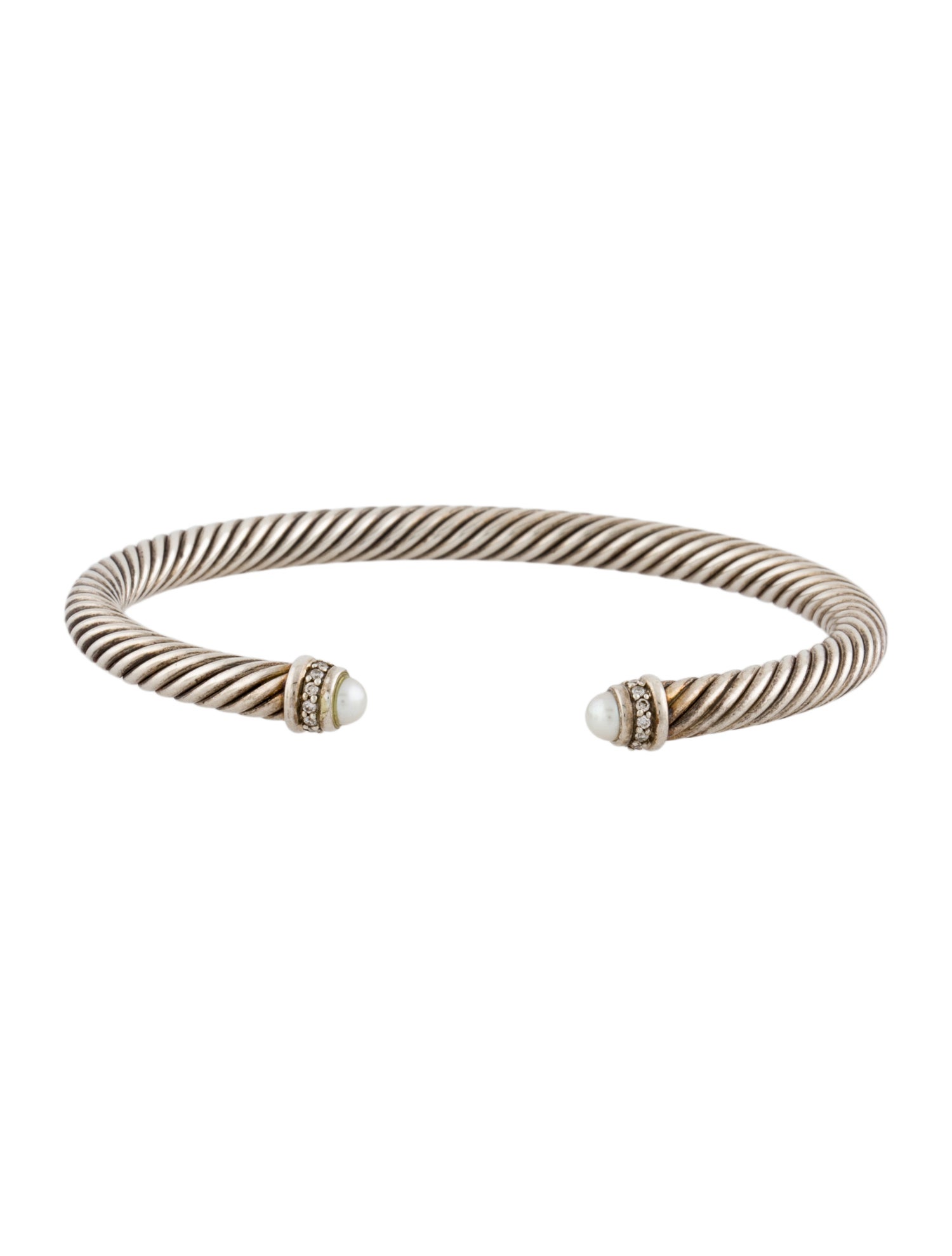 David Yurman Pearl & Diamond Classic Cable Bracelet