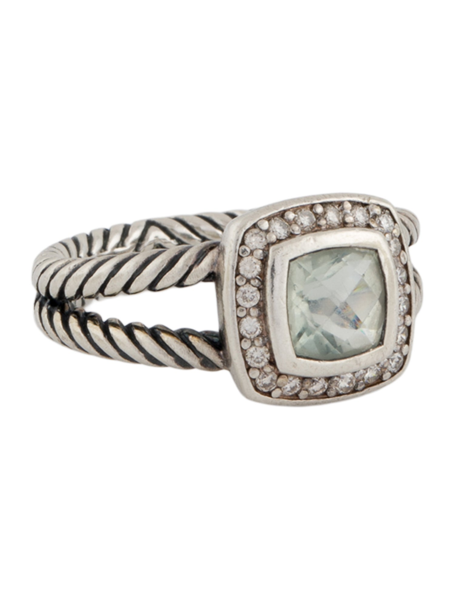 David Yurman Prasiolite & Diamond Petite Albion Ring
