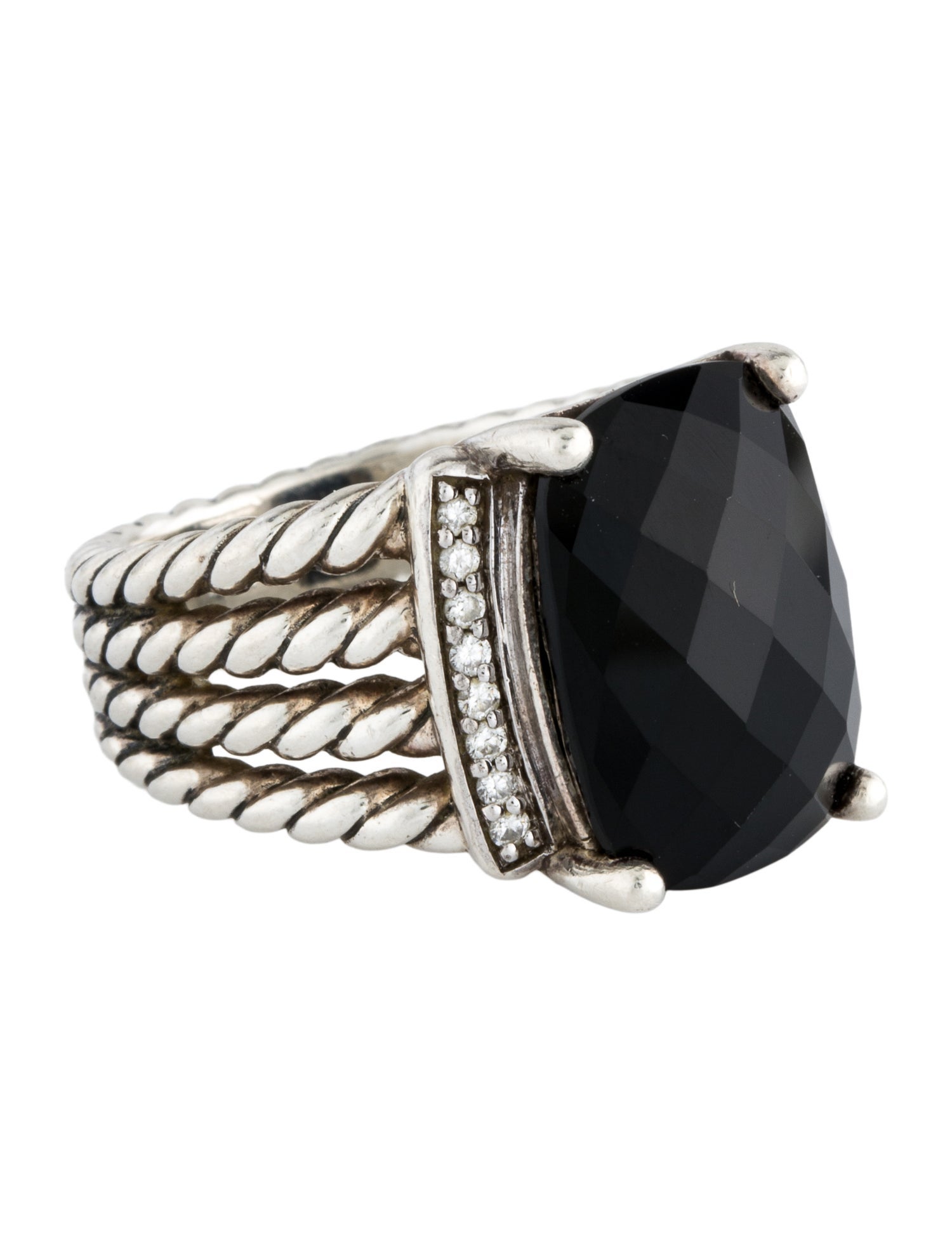 David Yurman Onyx & Diamond Wheaton Ring