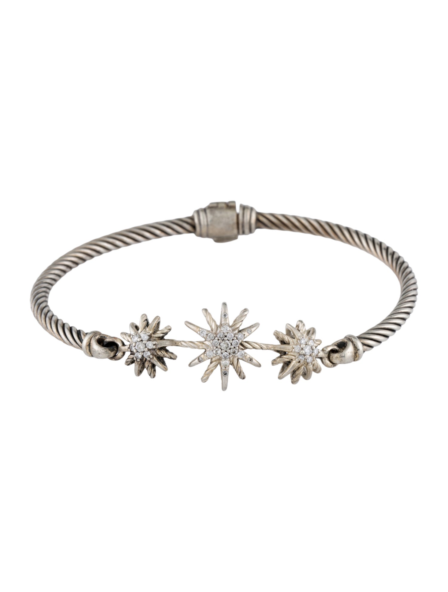 David Yurman Diamond Starburst Three-Station Cable Bracelet