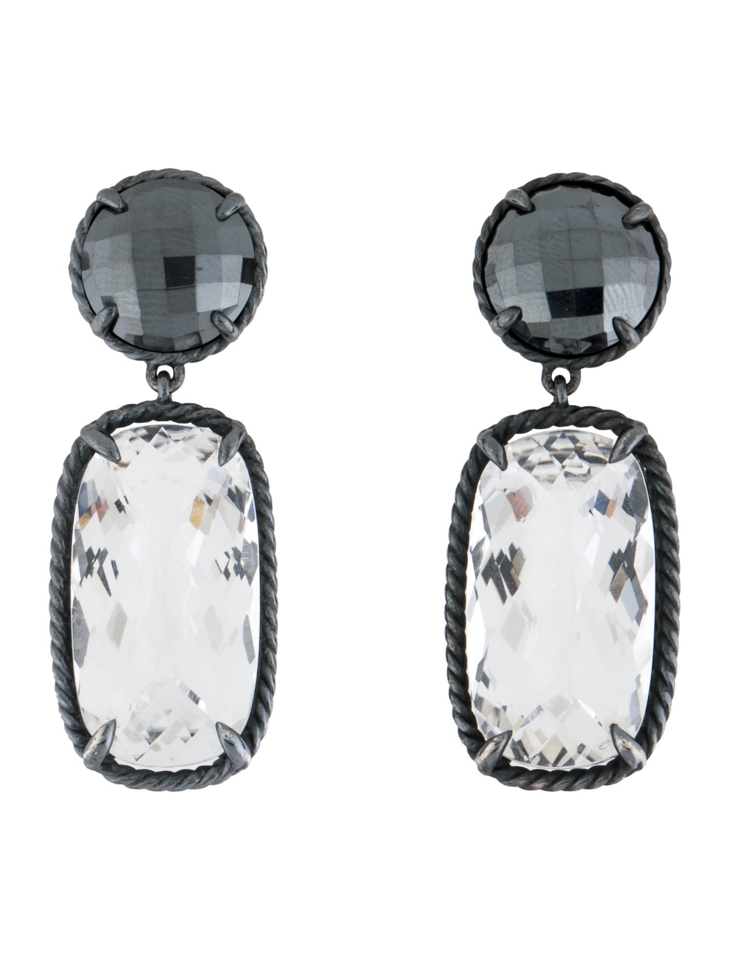David Yurman Quartz & Hematine Grisaille Drop Earrings