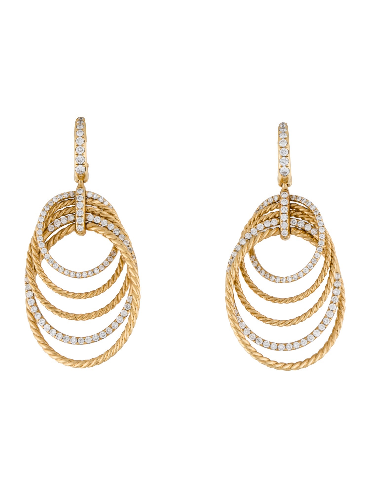 David Yurman 18K 1.07 CTW Diamond Origami Drop Earrings