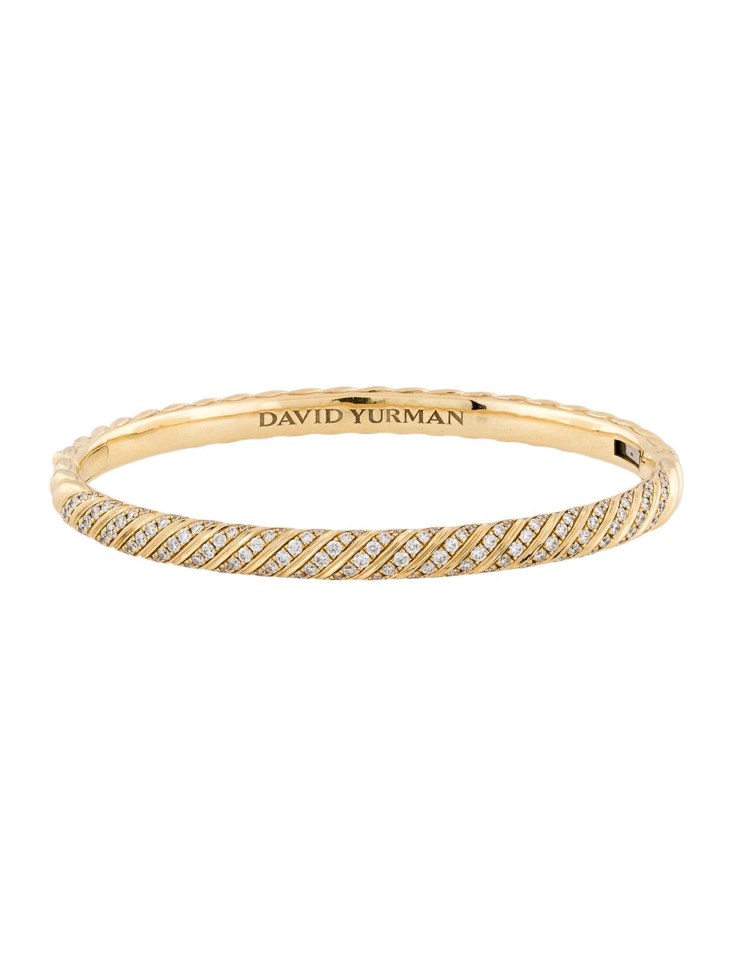 David Yurman 18K Diamond Sculpted Cable Bangle Bracelet