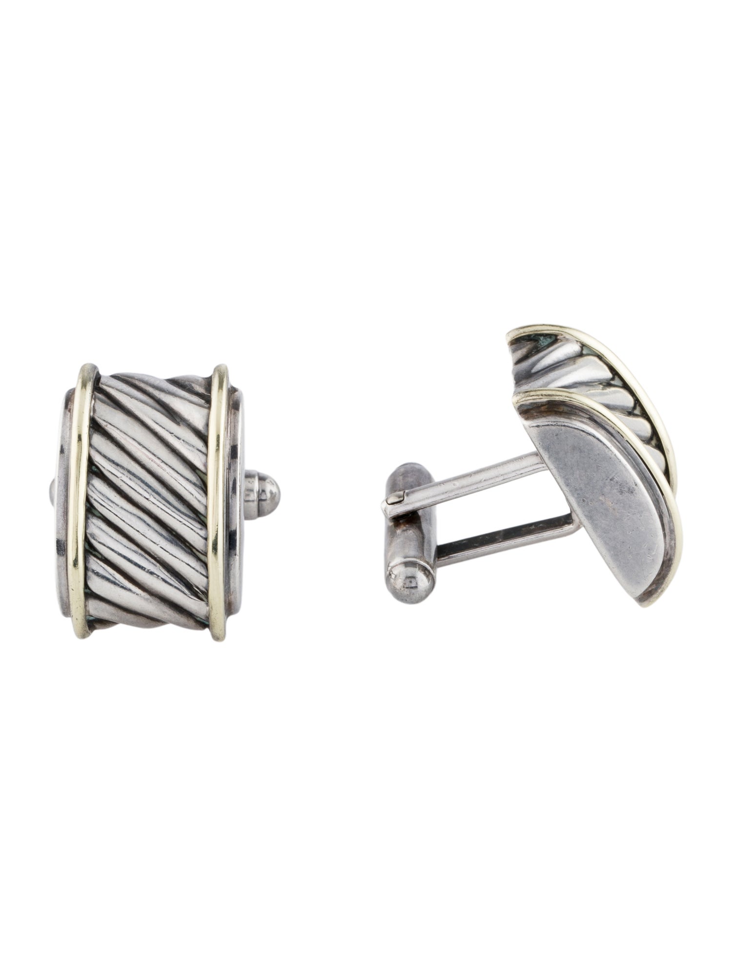 David Yurman Two-Tone Cable Cigar Band Cufflinks