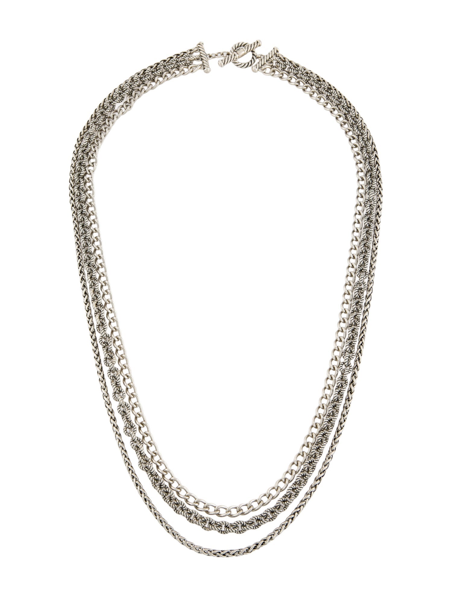 David Yurman Three-Row Mixed Chain Necklace