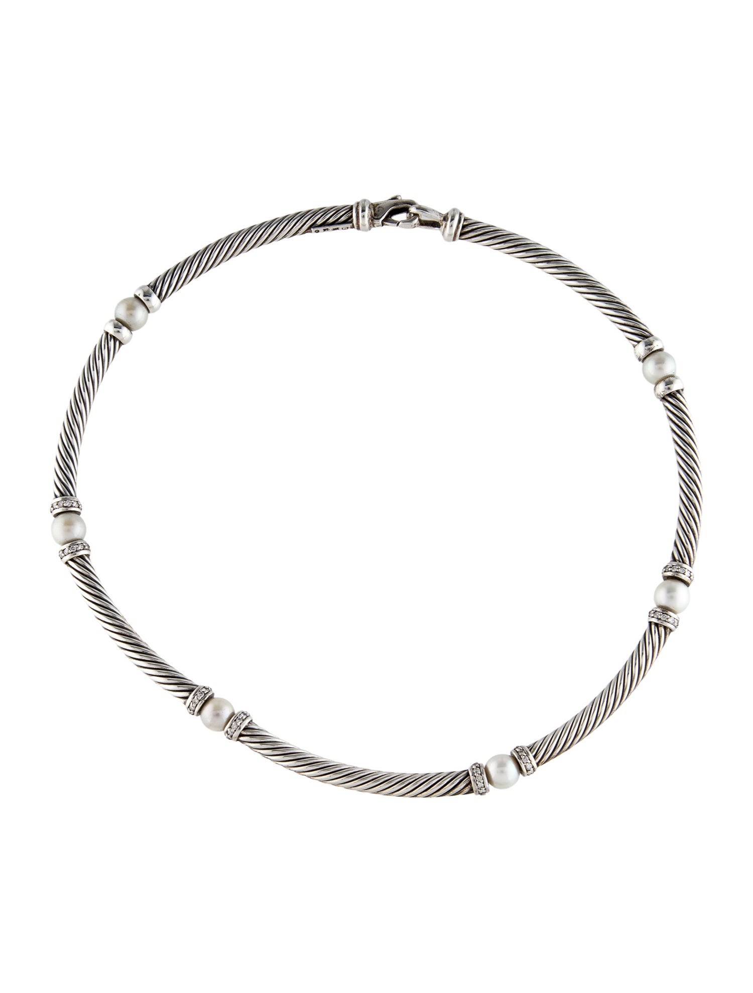 David Yurman Pearl & Diamond Metro Collar Necklace