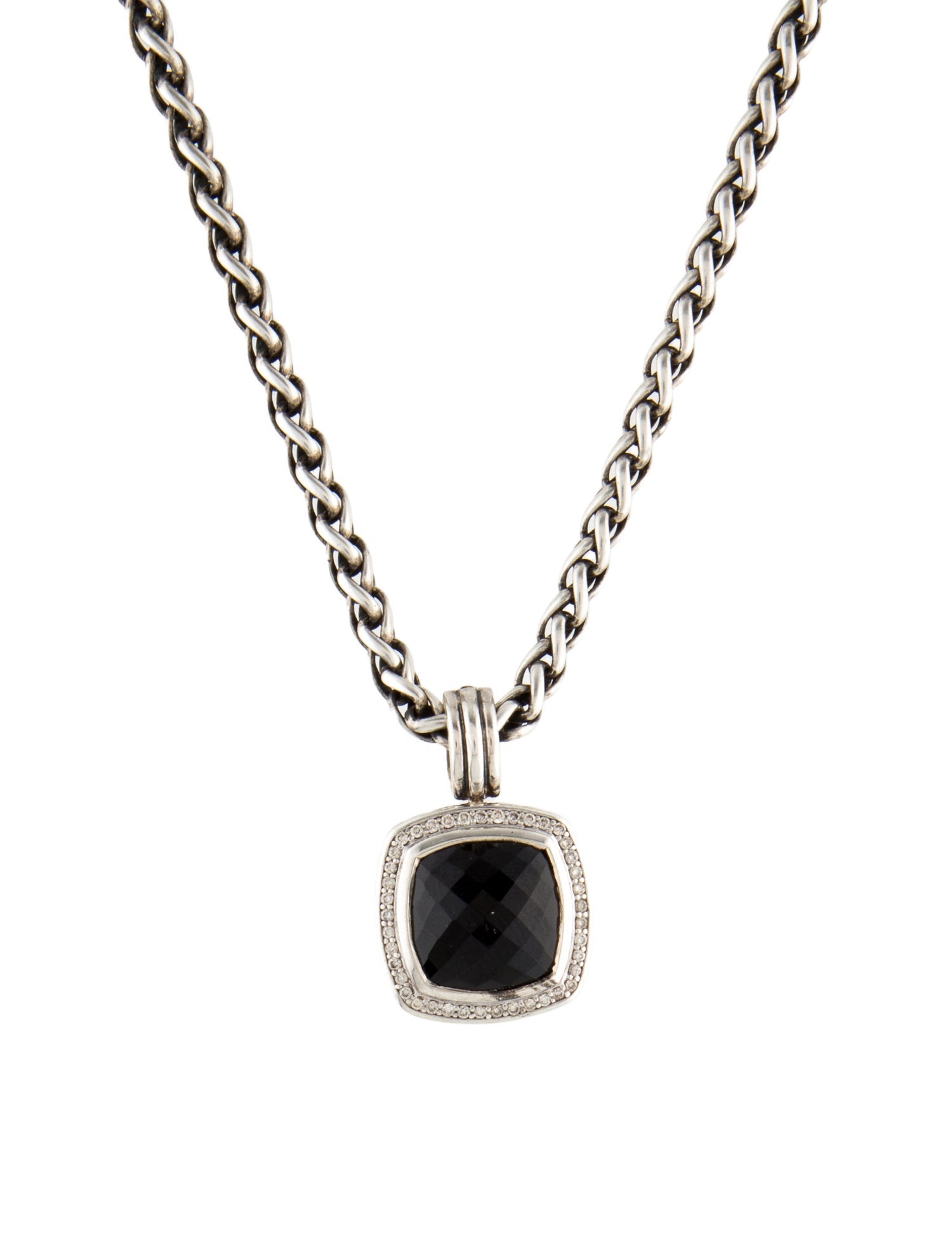 David Yurman Onyx & Diamond Albion Pendant Necklace