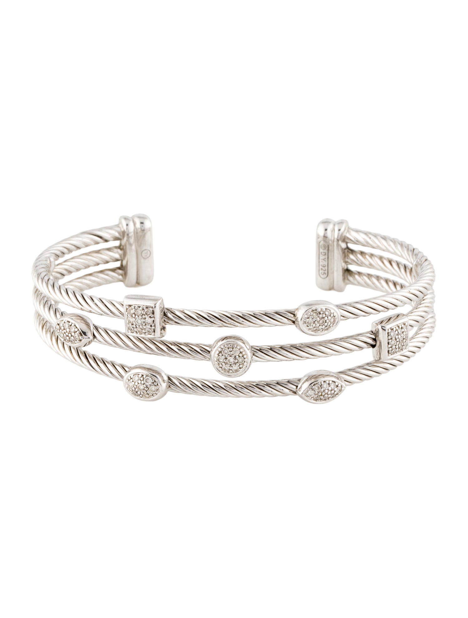 David Yurman Diamond Three Row Confetti Cuff Bracelet